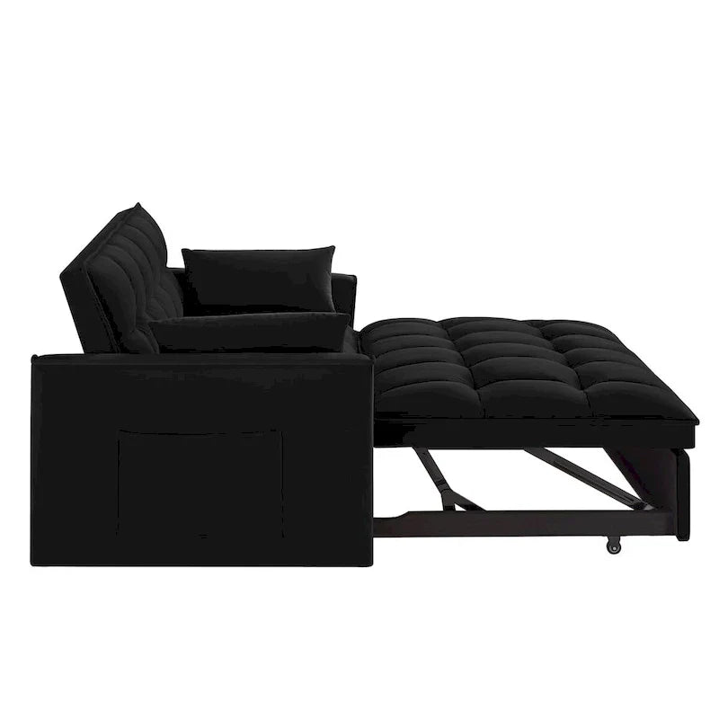 4-in-1 Pull-Out Sleeper Sofa Bed - Loveseat in Velvet -Convertible Couch Bed with Reclining Backrest,2 Side Pockets