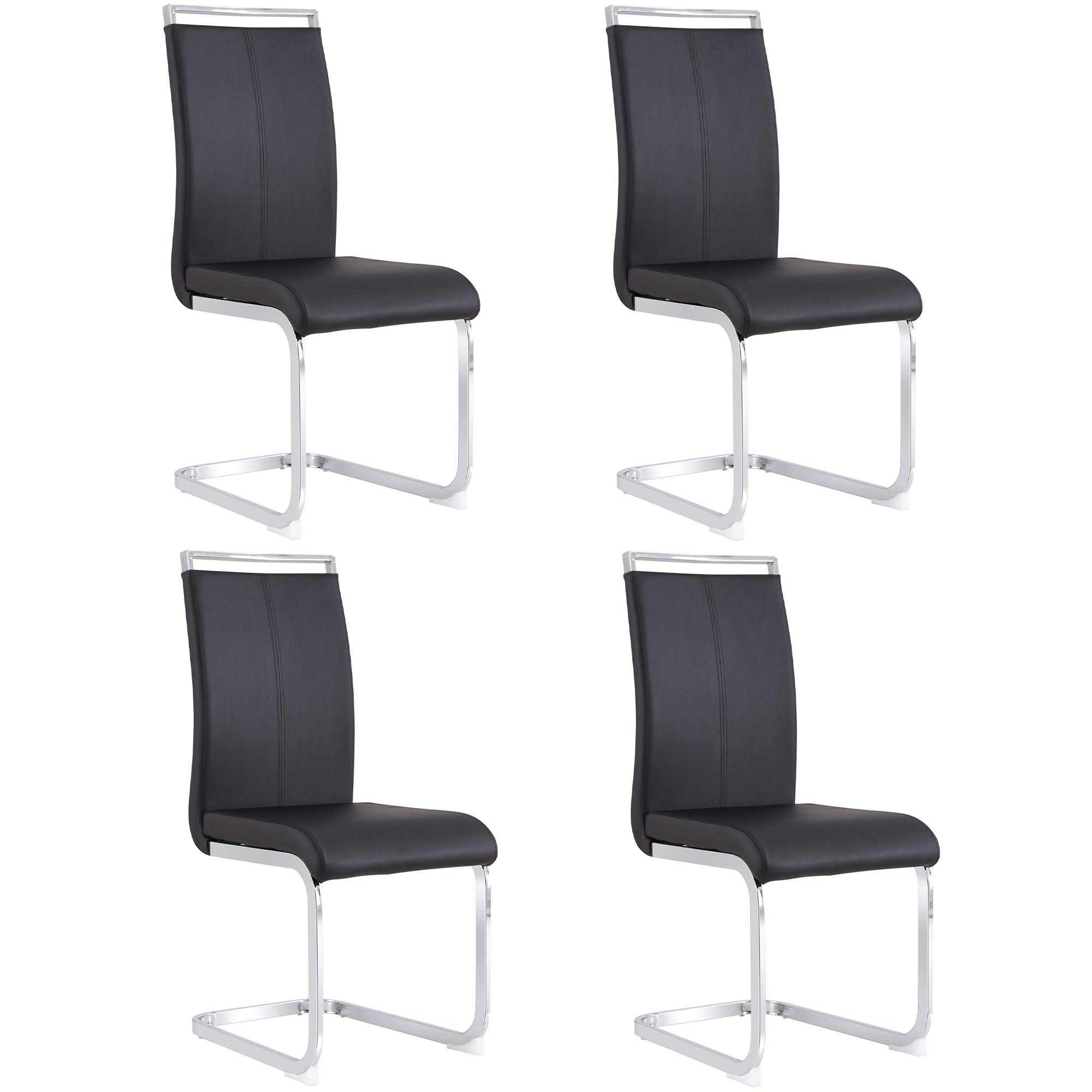 Esszimmerstühle 4er Set, Metallgestell, Ergonomischer Design, 43x54x100 cm, Schwarz