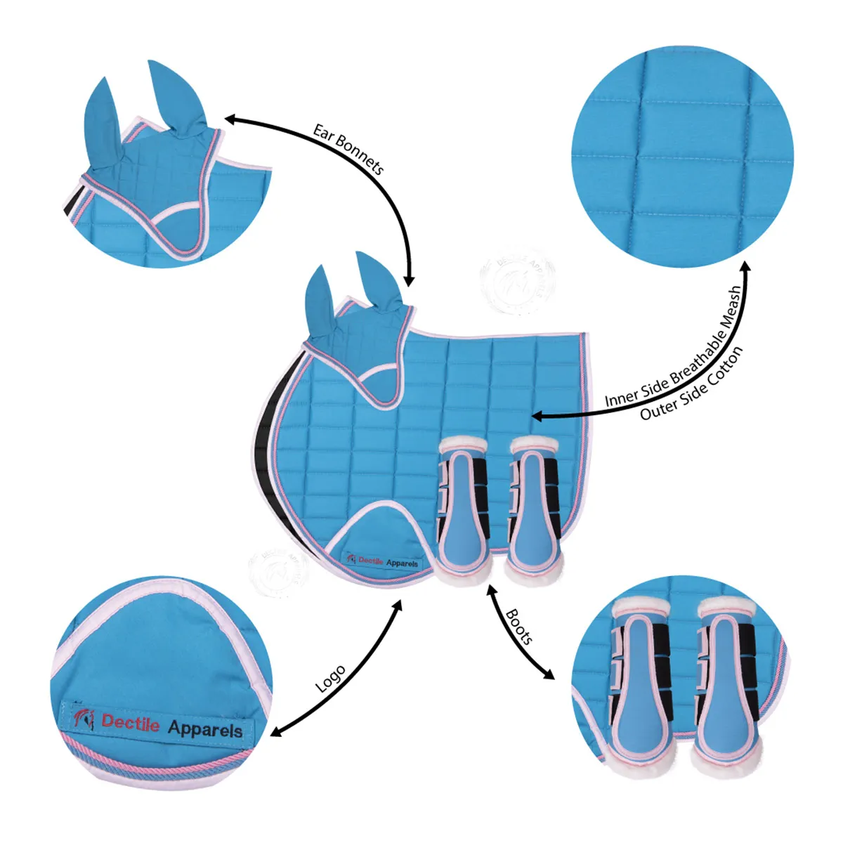 Blue English Saddle Pad Set