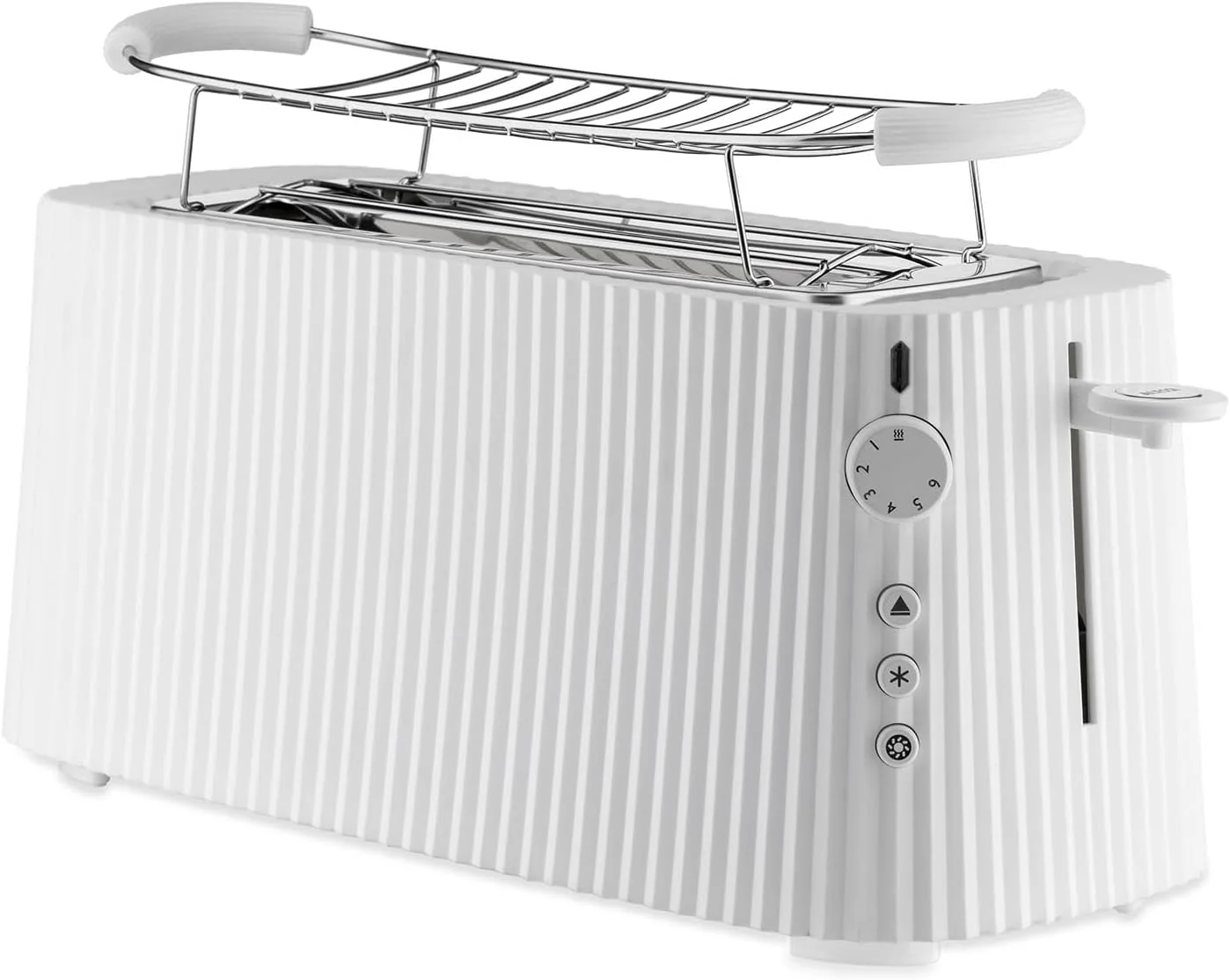Alessi Plissé MDL15 W, Europäischer Stecker 1700 W, aus Thermoplastischem Harz, Brötchenaufsatz aus Edelstahl 18/10 und Thermoplastischem Harz, Weiß