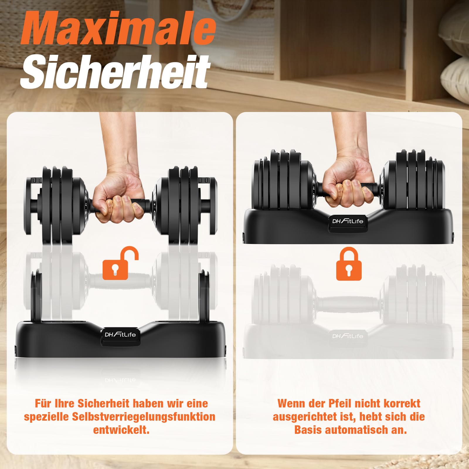 Verstellbares Hantelset 25 kg mit 18 Gewichtsstufen von 2,5 bis 25 kg Gusseisen Kurzhantel mit Anti-Rutsch-Griff
