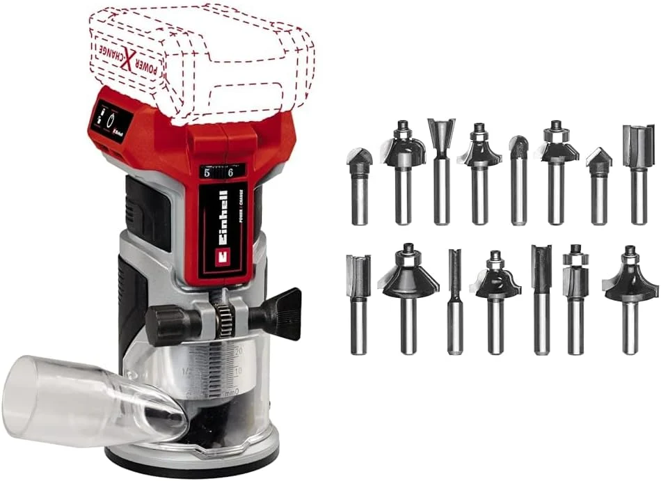 Einhell Professional Akku-Kantenfräse TP-ET 18 Li BL-Solo Power X-Change (18V, ohne Akku & ohne Ladegerät), 40 mm Hubhöhe, Li-Ion, Brushless-Motor