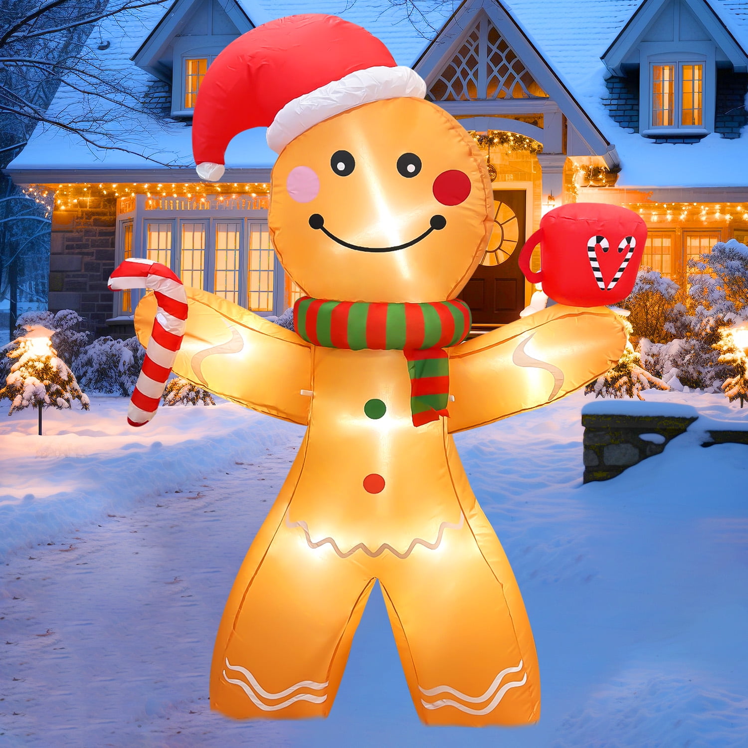 GVDV 5ft Inflatable Gingerbread Man with LED Lights &ndash; Durable Outdoor Christmas Decoration