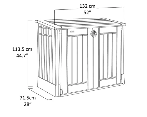 Keter Store-It Out Midi Tuinberging, Beige en Bruin, 130 x 74 x 110 cm