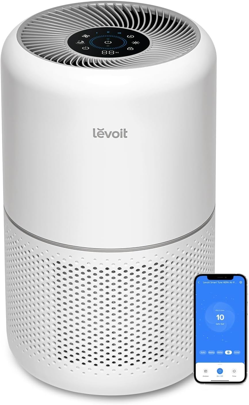 LEVOIT Smart Air Purifier for Allergies and PM2.5, HEPA Filter, Watch Air Quality, Against 99.97% of Pollen Pollen Dust Mildew, CADR 240m3/h, 50 m2, 22dB Sleep & Car Mode