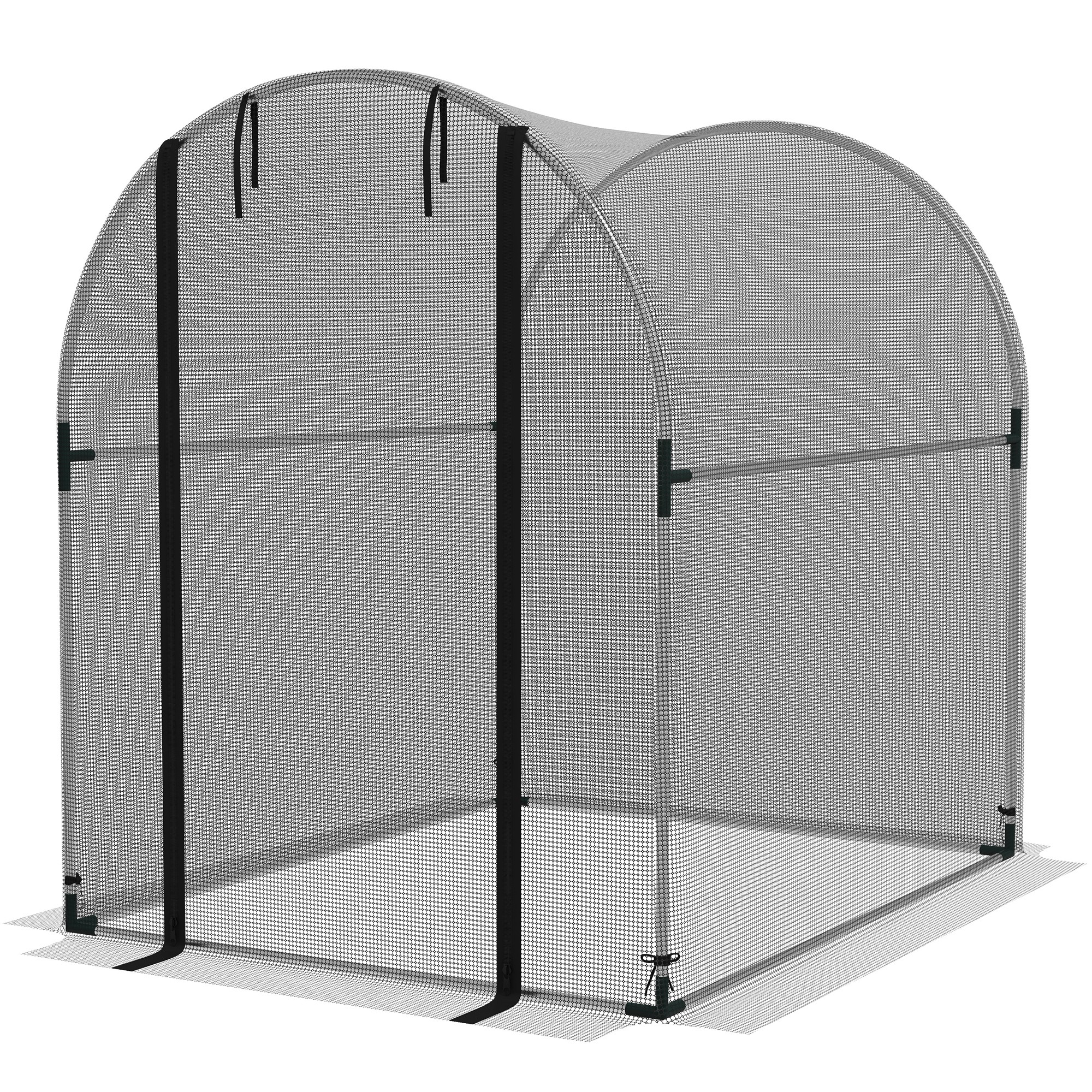 Outsunny Pflanzenschutznetz, Vogelschutz, mit Tür und stabilem Stahlrahmen, 1,2x1,5x1,5m, Schwarz/Silber