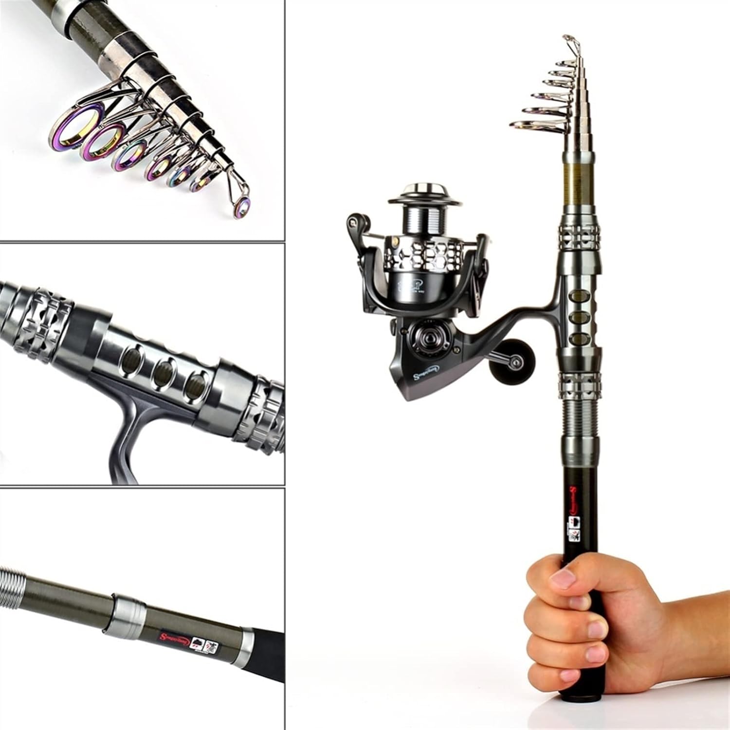 Angelset Angelrute 1,8-3. Teleskop-Angelruten-Kit und 13 + 1BB Metallspulenrolle-Angelruten-Kit und 13 + 1BB Metallspulenrolle Karpfenangelruten-Rollen-Combo Salzwasser-Angelgerät-Kit (A 3.0