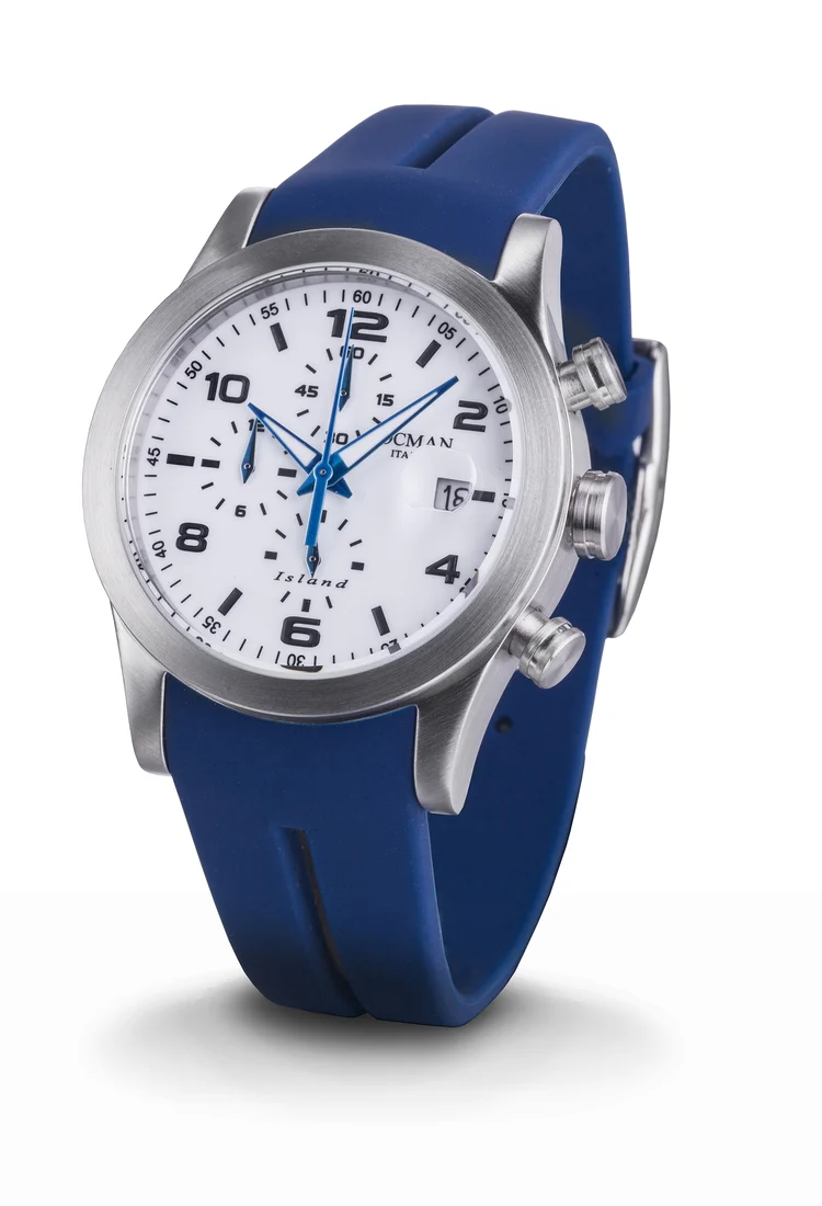 Orologio Locman Island Crono bianco silicone blu 0618A08-00WHBKSB