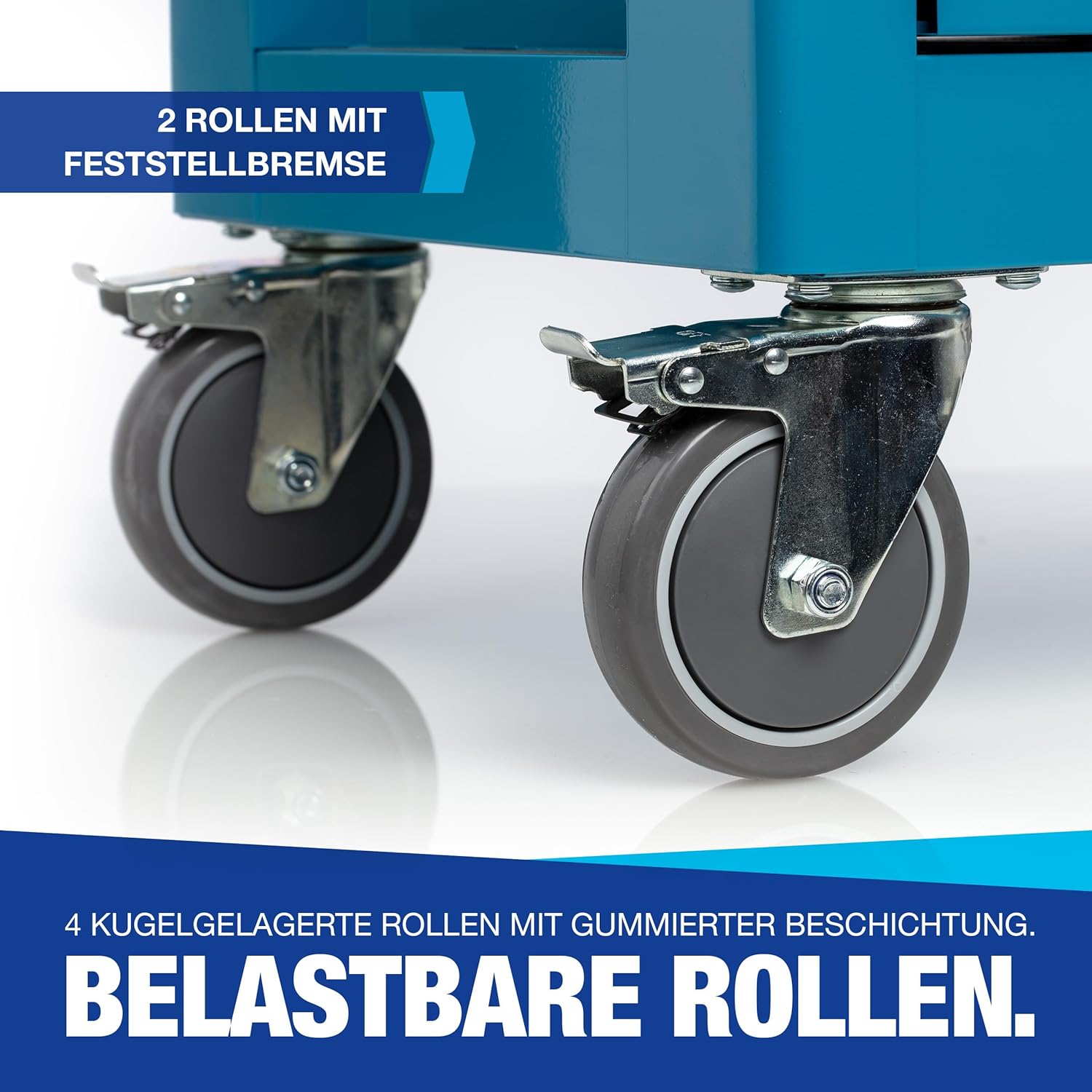 NTG WERKZEUGWAGEN GEFÜLLT MIT Werkzeug – Abschließbarer Werkstattwagen mit 7 Schubladen – 252-teilig, Davon 6 bestückt – Soft Inlays in Carbonoptik – Robuster Werkzeugkasten & Werkzeugkiste – Blau