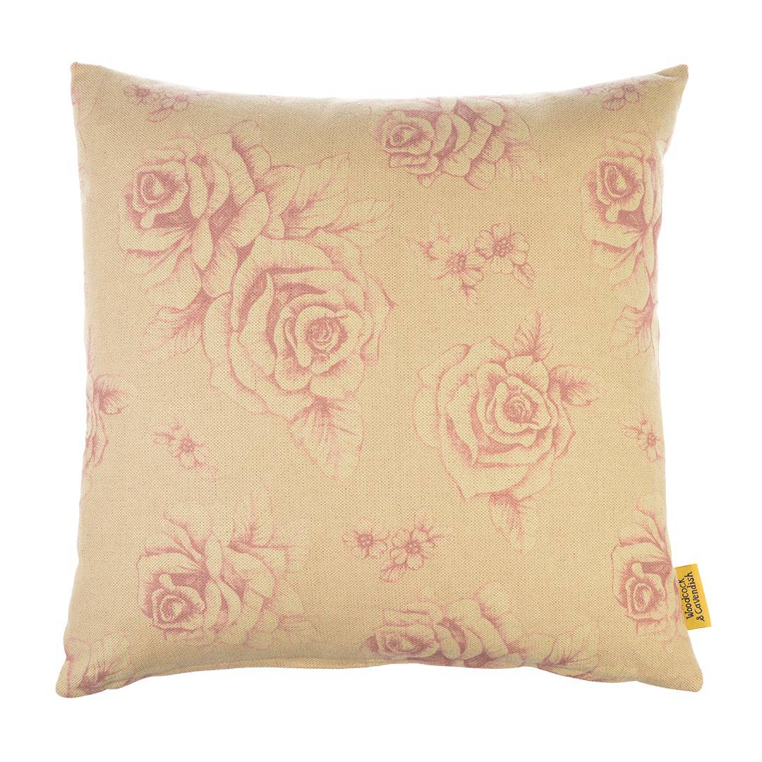 Pale Pink Floral Linen Cushion | Made in Britain