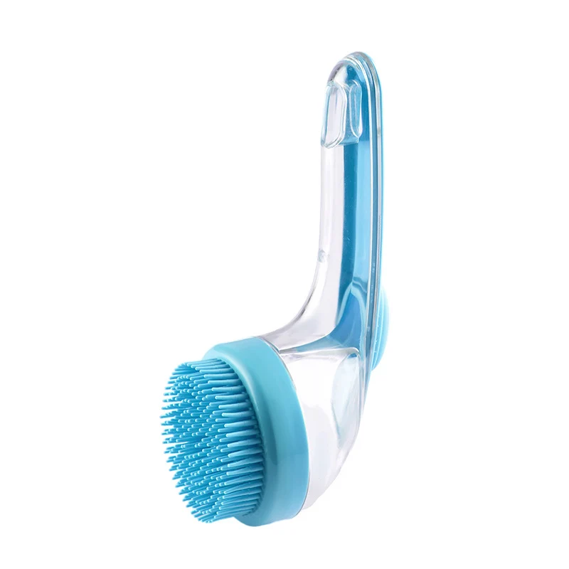 Long Handle Pet Bath Brush for Dogs & Cats with Soft Silicone Bristles