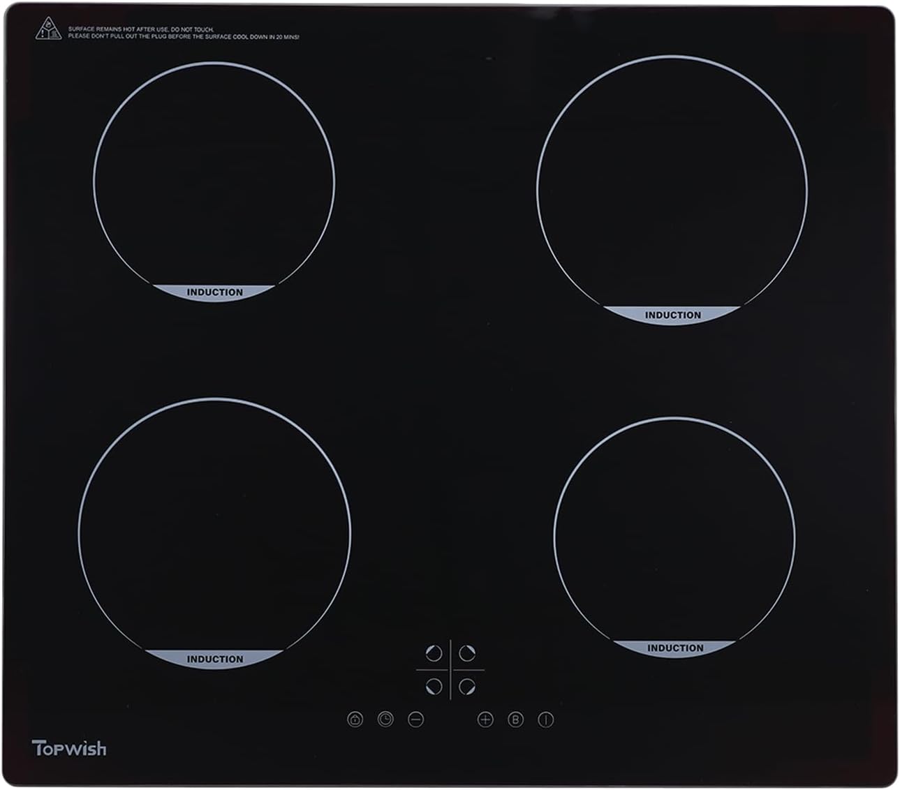 Topwish piano induzione 2 fuochi,piano induzione,cucina induzione,piano cottura induzione con sicurezza bambini,funzione boost,controllo touch,indicatore di calore residuo,timer, 29*52*6.4cm,con spina