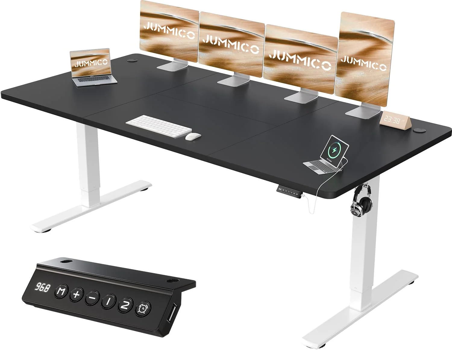JUMMICO Elektrisch höhenverstellbarer Schreibtisch mit USB-Anschluss