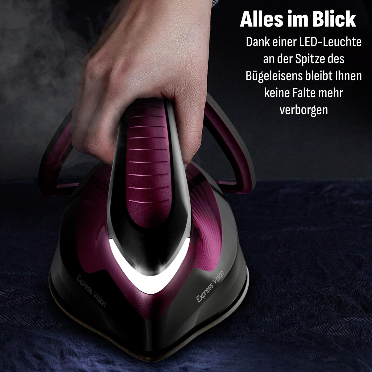Tefal Express Vision 6,9 bar Dampfstoß 480 g min Smart Temp LED Kalk Kollektor 1,8 L Tank lila schwarz SV8152