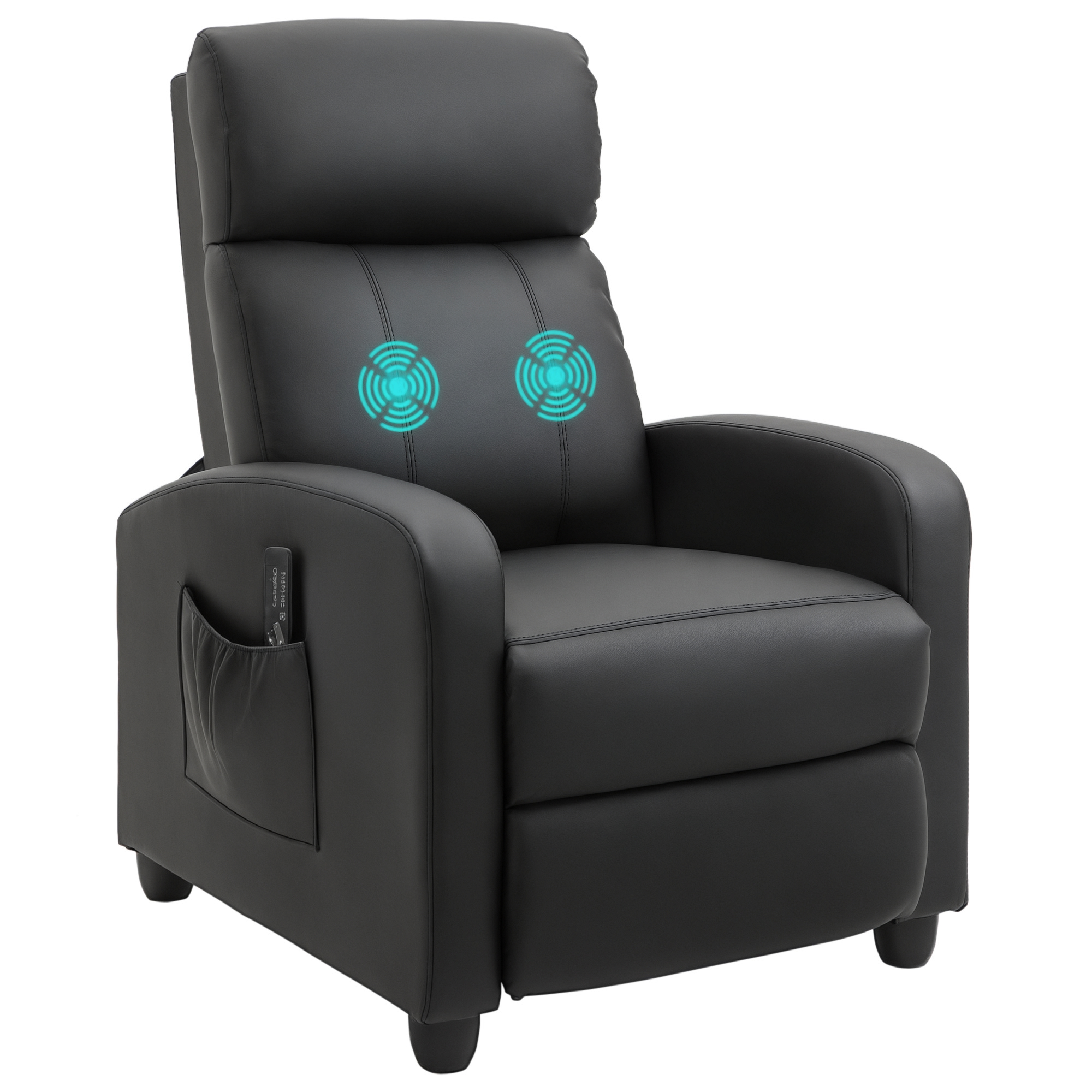 HOMCOM Massagesessel mit Liegefunktion, Relaxsessel mit Massagefunktion, Fernsehsessel mit Fernbedienung, Massagesofa mit Rückenlehne, elektrisch, Schwarz