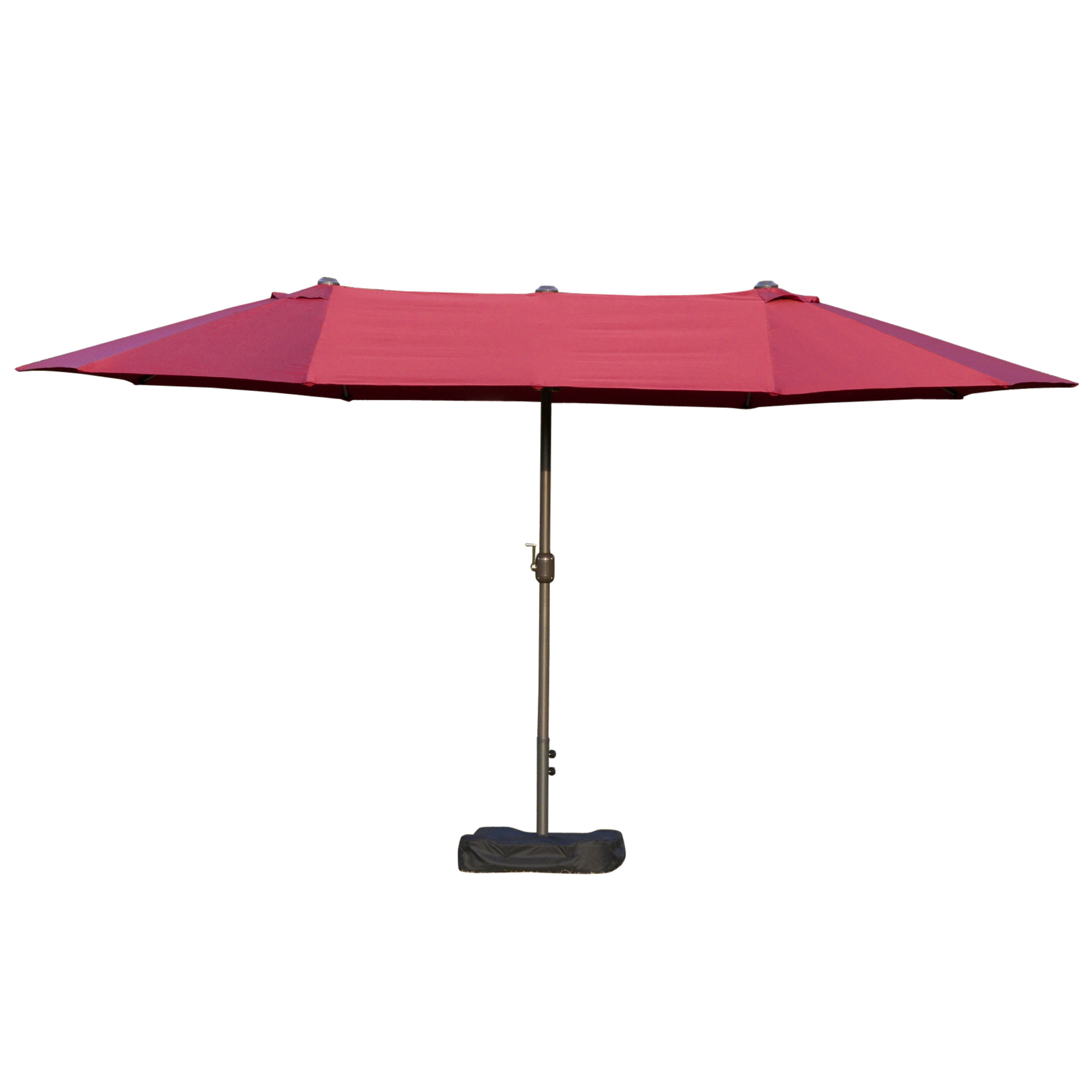 Outsunny Sonnenschirm XXL Gartenmaß 4,6L x 2,7B x 2,4H m Öffnung und Schließung mit Kurbel Fuß & Gegengewicht inklusive Stahl Polyester mit hoher Dichte Sandsäcke und Sonnenschirmfuß inklusive Bordeaux