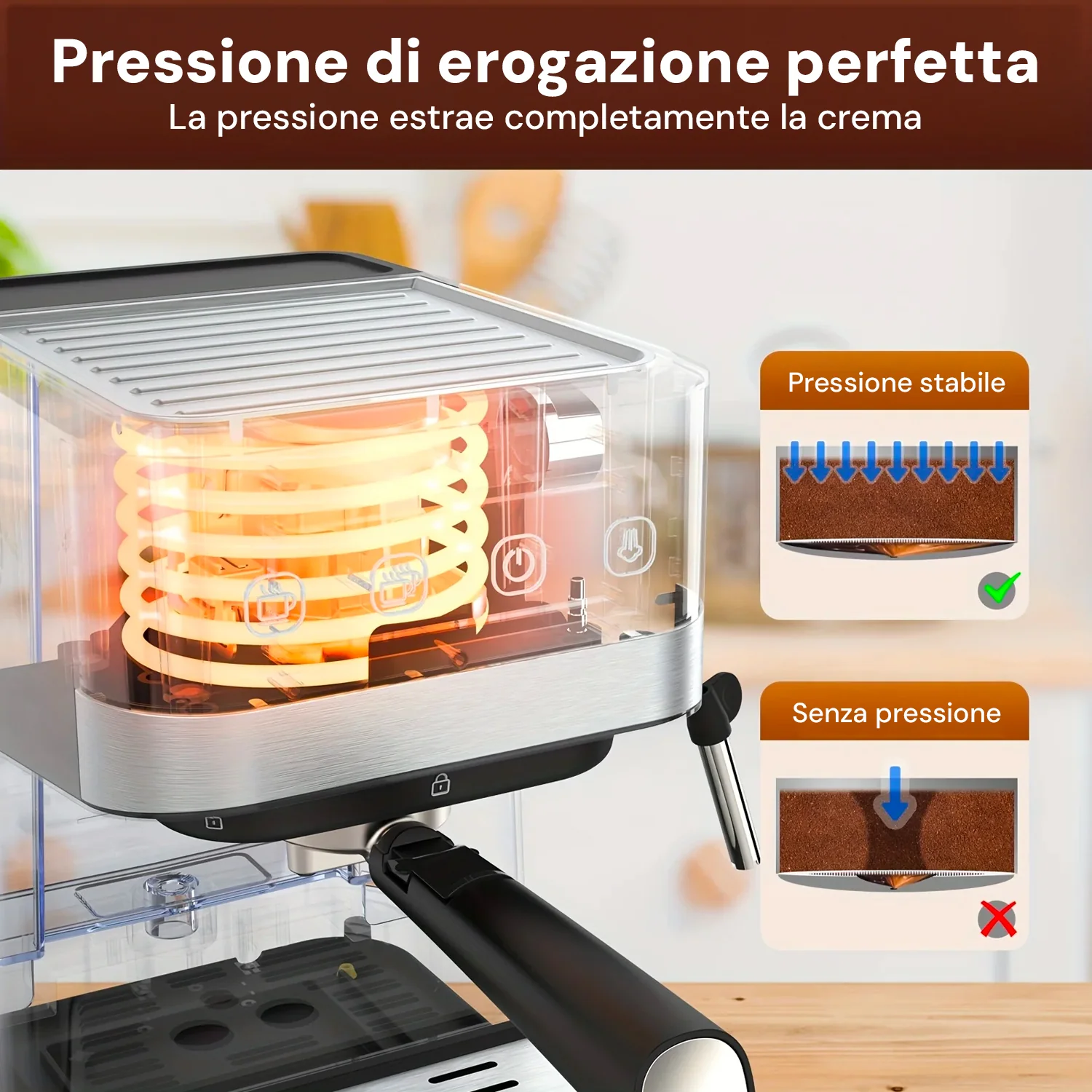 Macchina Da Caffè In Plastica E Acciaio 1050w 1,5l Nero