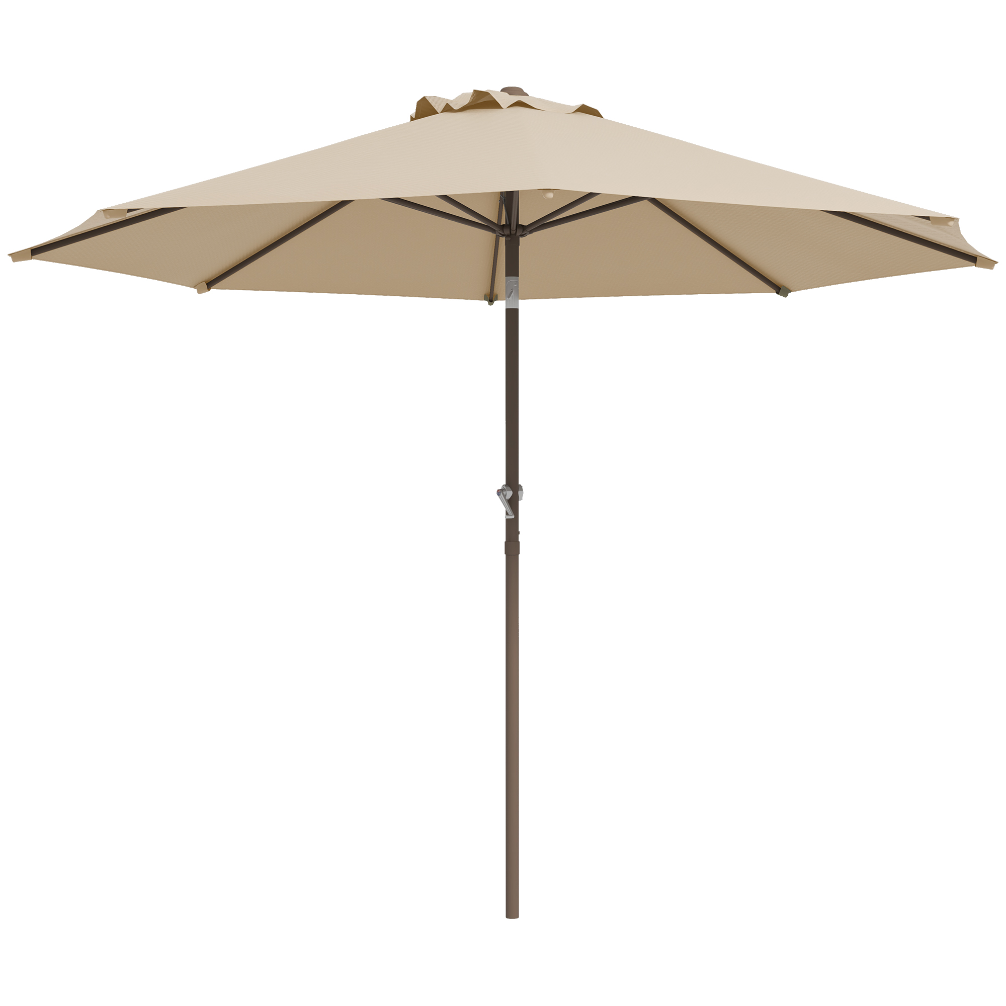 Outsunny Garten-Sonnenschirm Ø 2,63 m Metall Rund Polyester 180g/m² neigbar beige