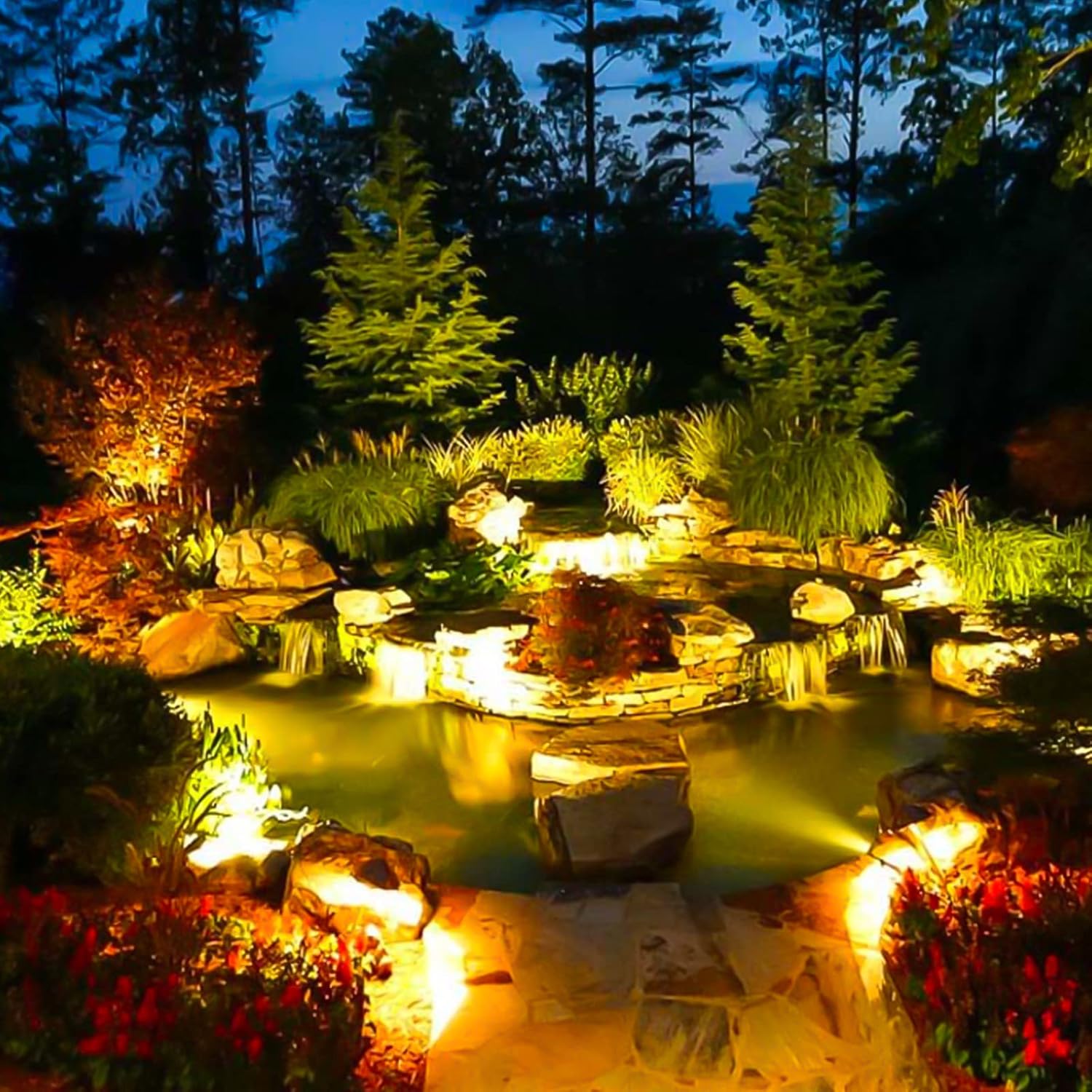 VENUS MANUFACTURING 2 Stück Niedervolt-LED-Teichlicht 135 Lumen 12 V Unterwasser tauchfähig 2900 K warmweiße Lichter Schwarz Wasserfall Pool Brunnen Licht für Haus Pool Garten Landschaft Beleuchtung
