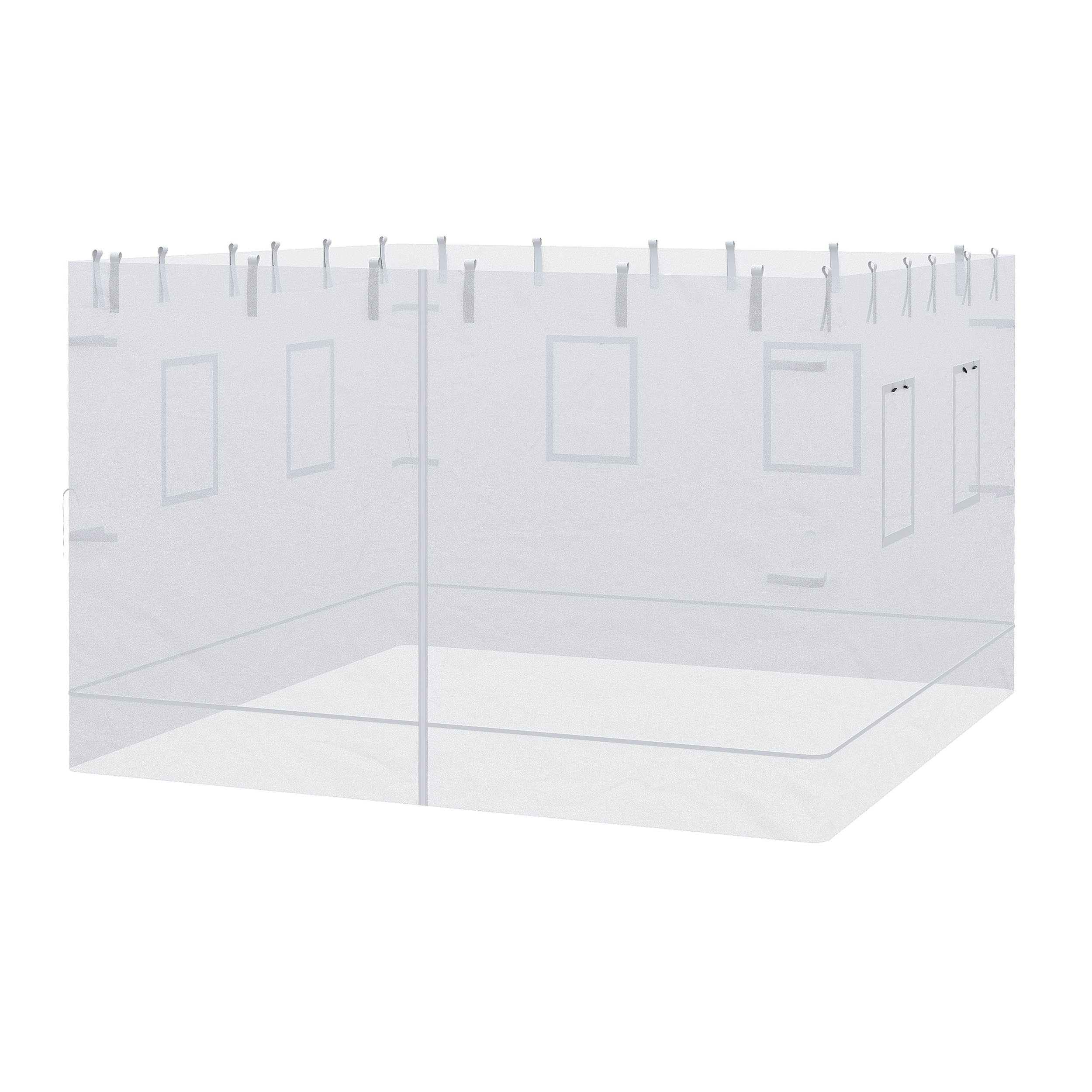 Outsunny Wand für 3x3 Pavillon aus Nylon, Set 3teiliges Moskitonetz mit 6 Fenstern und Tür mit Reißverschluss, 300Lx195 cm