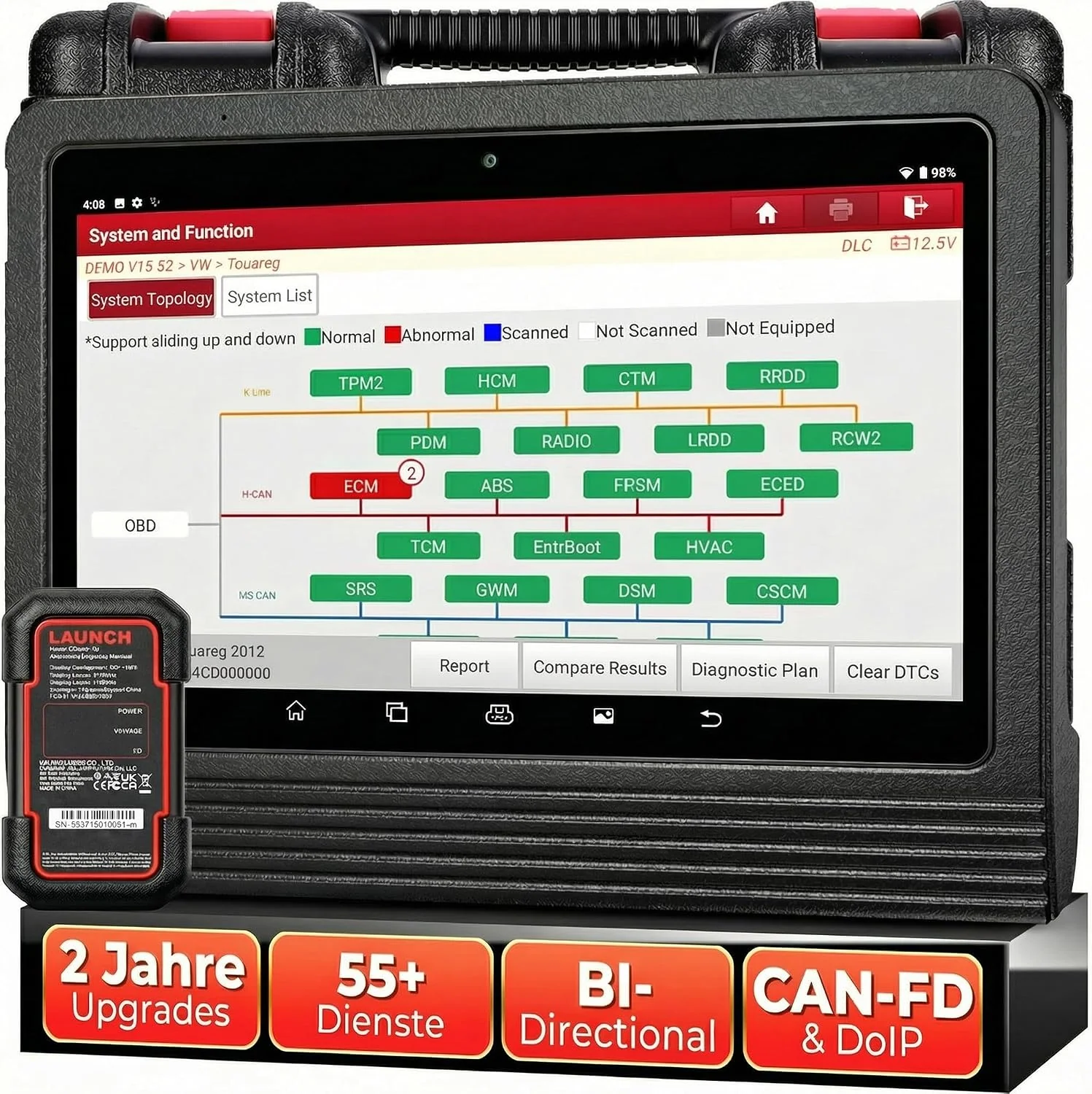 LAUNCH OBD-II Diagnosewerkzeuge, Schwarz/Rot, X431 V+ PRO 5.0, OBD2 Diagnosegerät Professionelles ECU Codierung