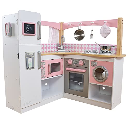 KidKraft Grande Gourmet Cucina Giocattolo ad angolo in legno con accessori per pentole e telefono giocattolo, giochi per bambini 3  Anni, 53185, Esclusivo Amazon : Giochi e giocattoli