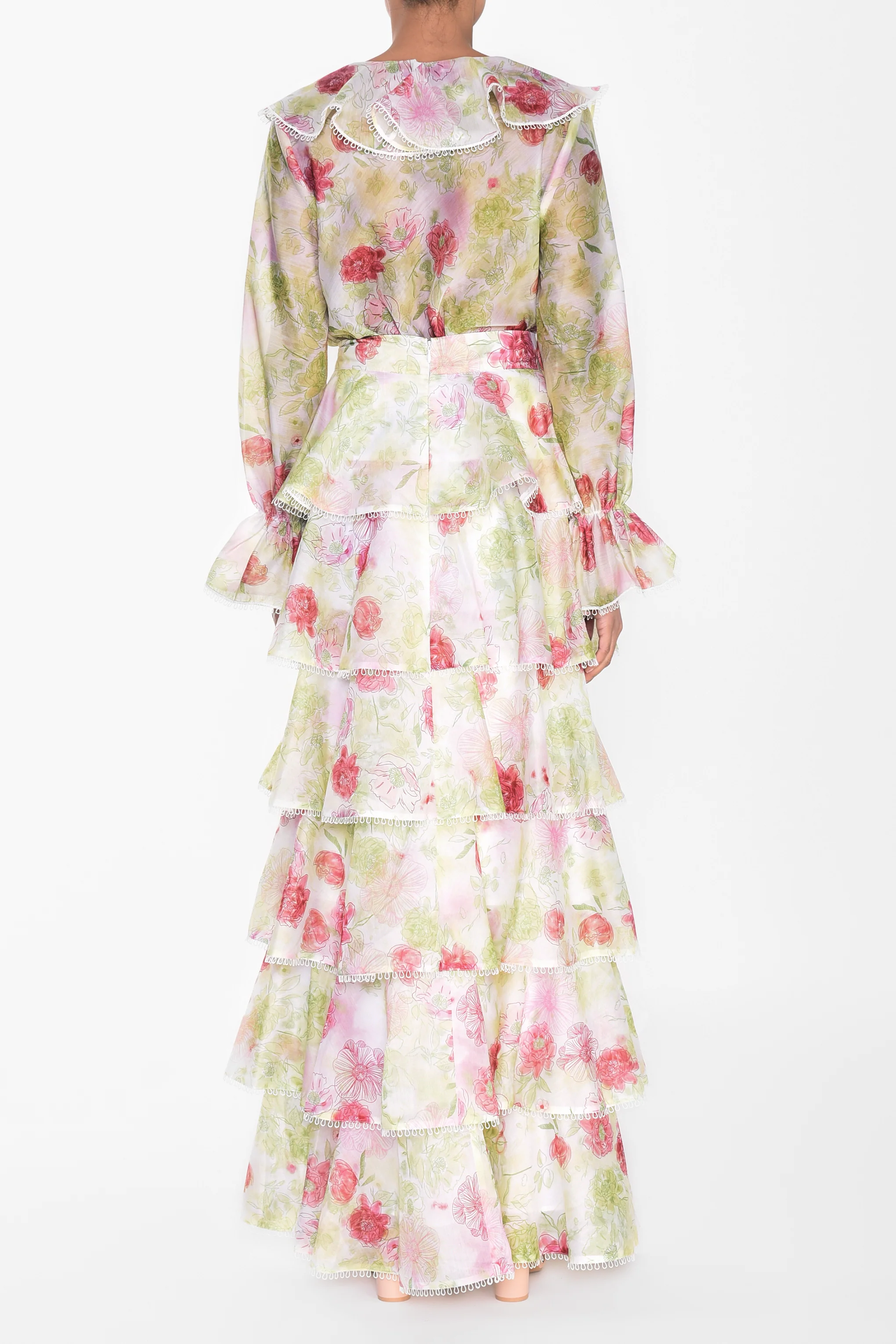 Green Pink Watercolour Blouse