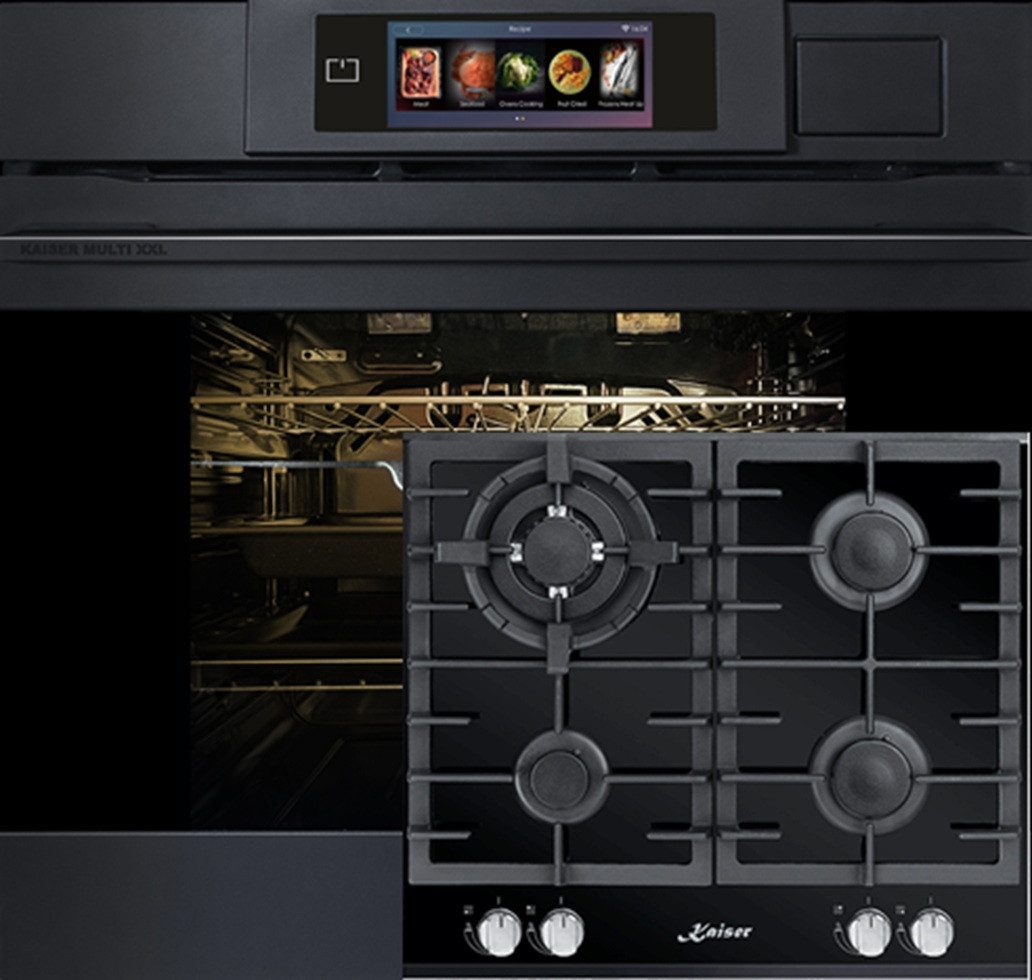 Backofen-Set Herd Set Autark Einbaubackofen XXL Multi 37,Multifunktions-Elektro-Dampfbackofen mit Dampfreinigung, 60 cm+Gas-Kochfeld 60 cm EH 6341+KCG 6380
