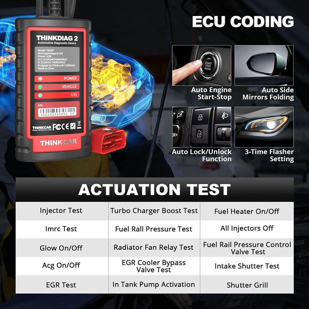 OBD2 Diagnosegerät ThinkDiag 2 Bluetooth Scanner mit 15 Reset-Funktionen für alle Systeme und CAN-FD