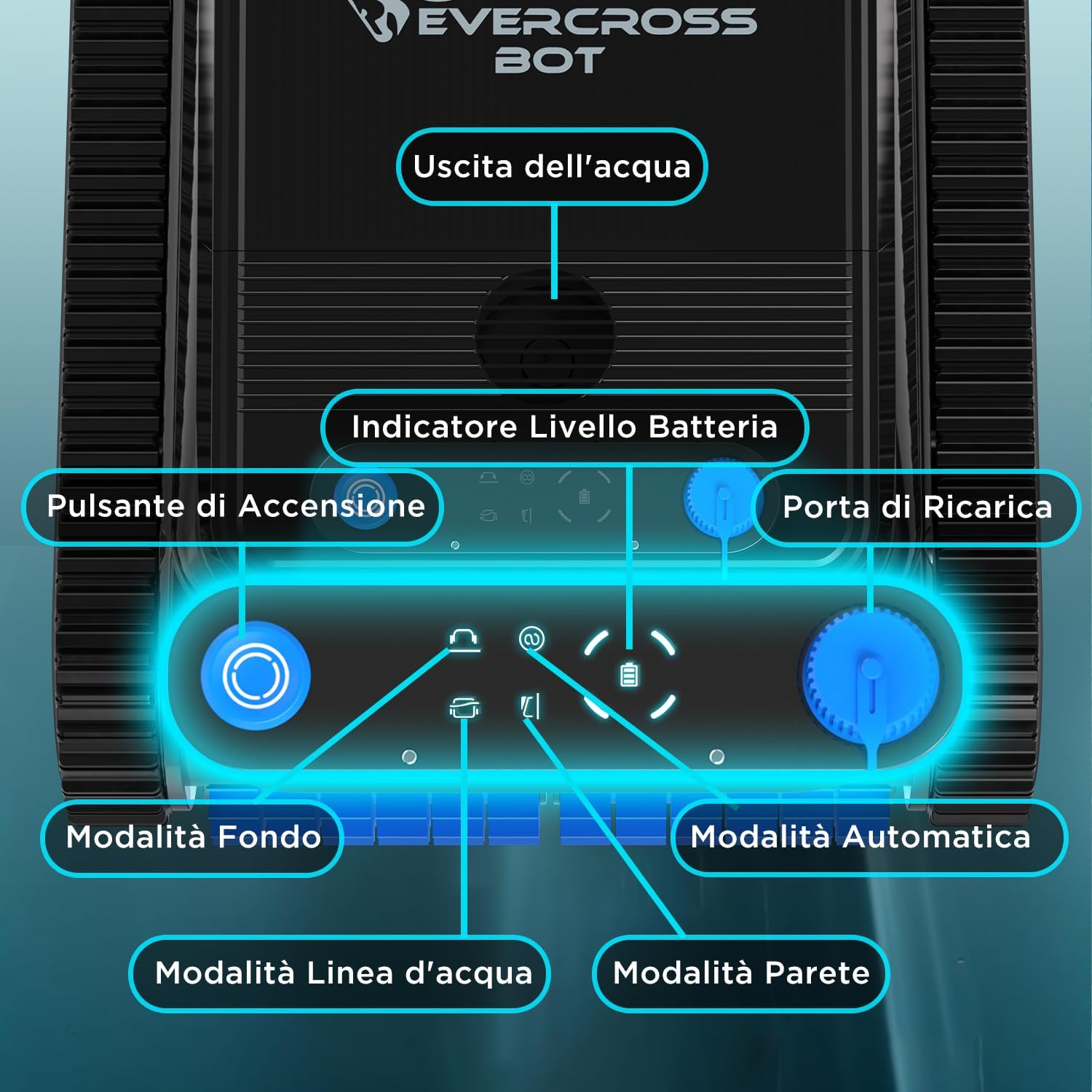 U8 Robot Piscina Senza Fili, Pulizia Fondo, Pareti e Linea Galleggiamento, 4 Modalità, 120 Min di Autonomia, Navigazione Intelligente, Parcheggio Automatico, Fino a 200㎡