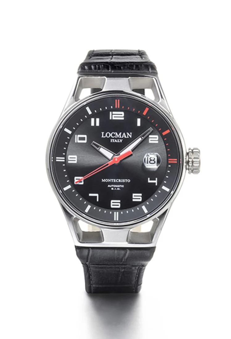 Locman Montecristo automatico nero dettagli rossi in pelle 0541A01S-00BKRDPK