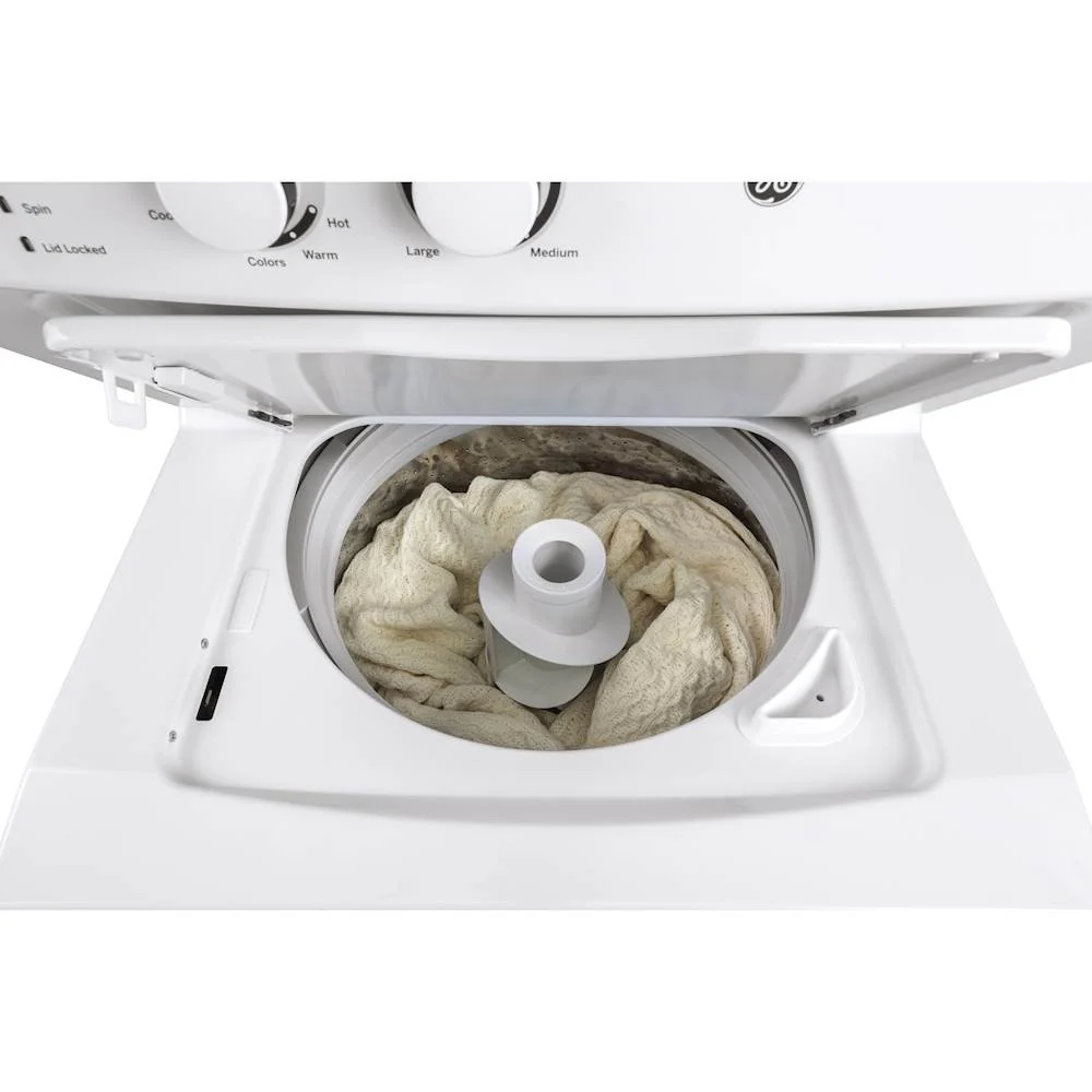Laundry Center 2025 with 3.8 cubic foot (approx. 108 liters) top-loading washing machine and 5.9 cubic foot (approx. 167 liters) electric dryer �C White