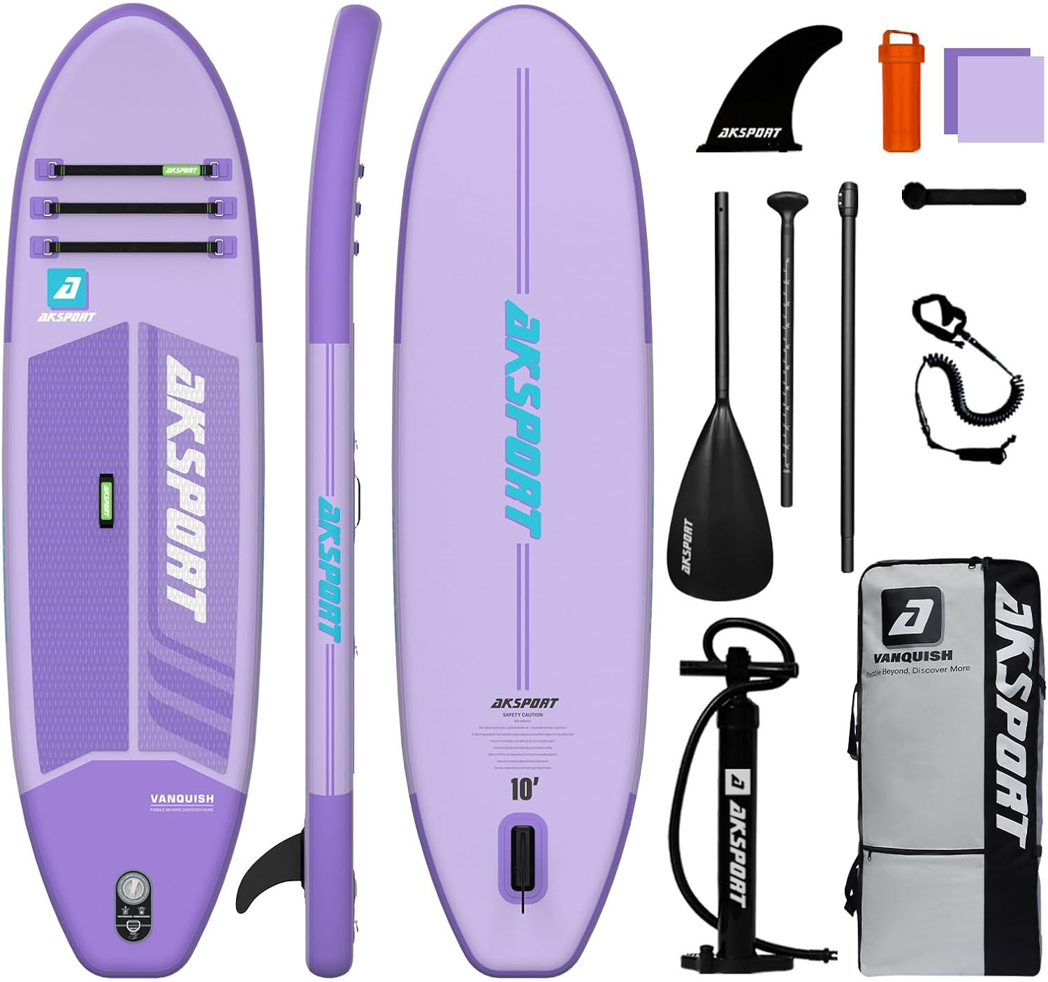 AKSPORT Tavola SUP Gonfiabile, SUP con Tutti gli Accessori, Design Ampio e Stabile, Ponte Antiscivolo, Paddle Board Gonfiabile per Giovani e Adulti
