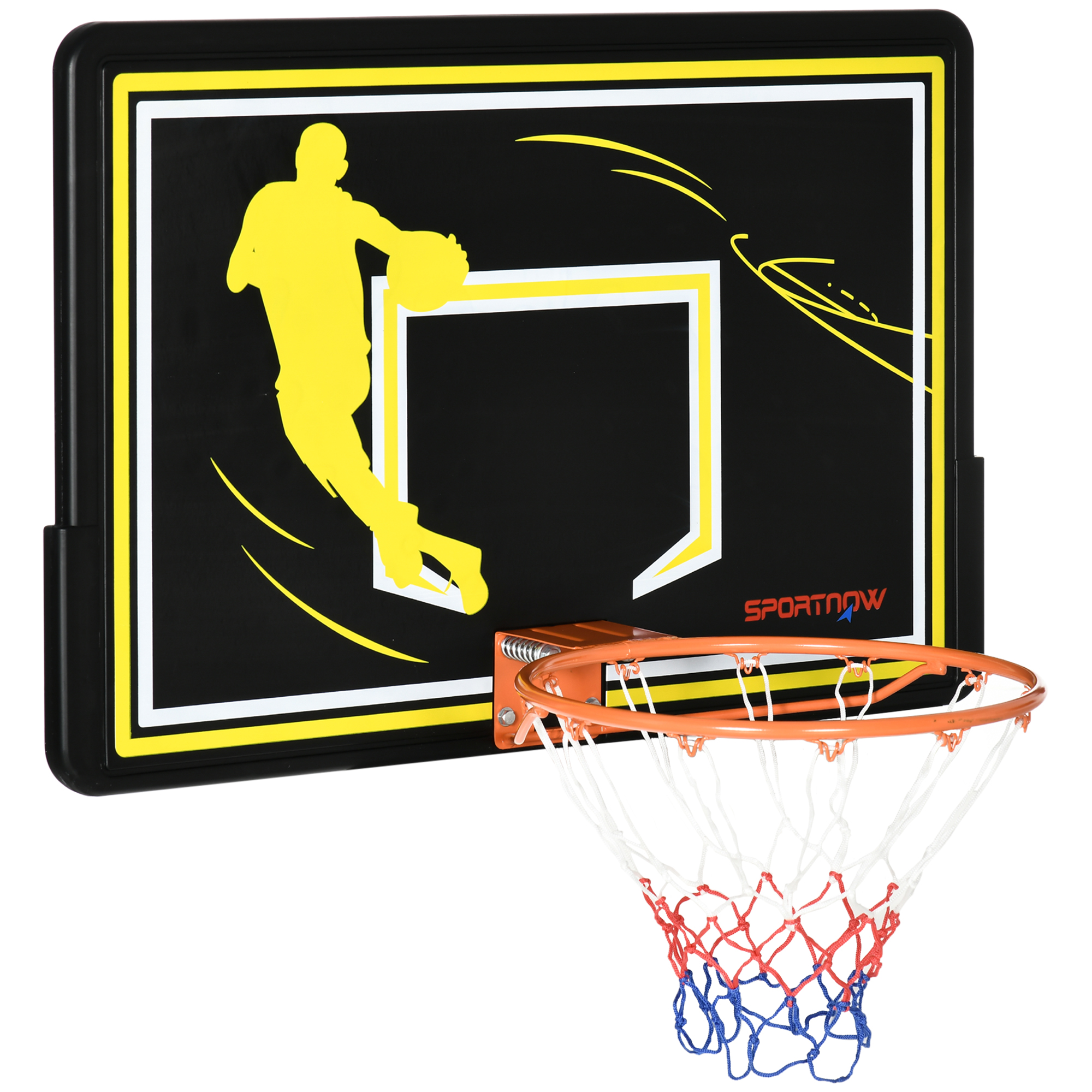 SPORTNOW Wand-Basketballkorb Outdoor-Basketballkorb unzerbrechliches Brett reißfestes Netz 110 x 90 x 70 cm Schwarz