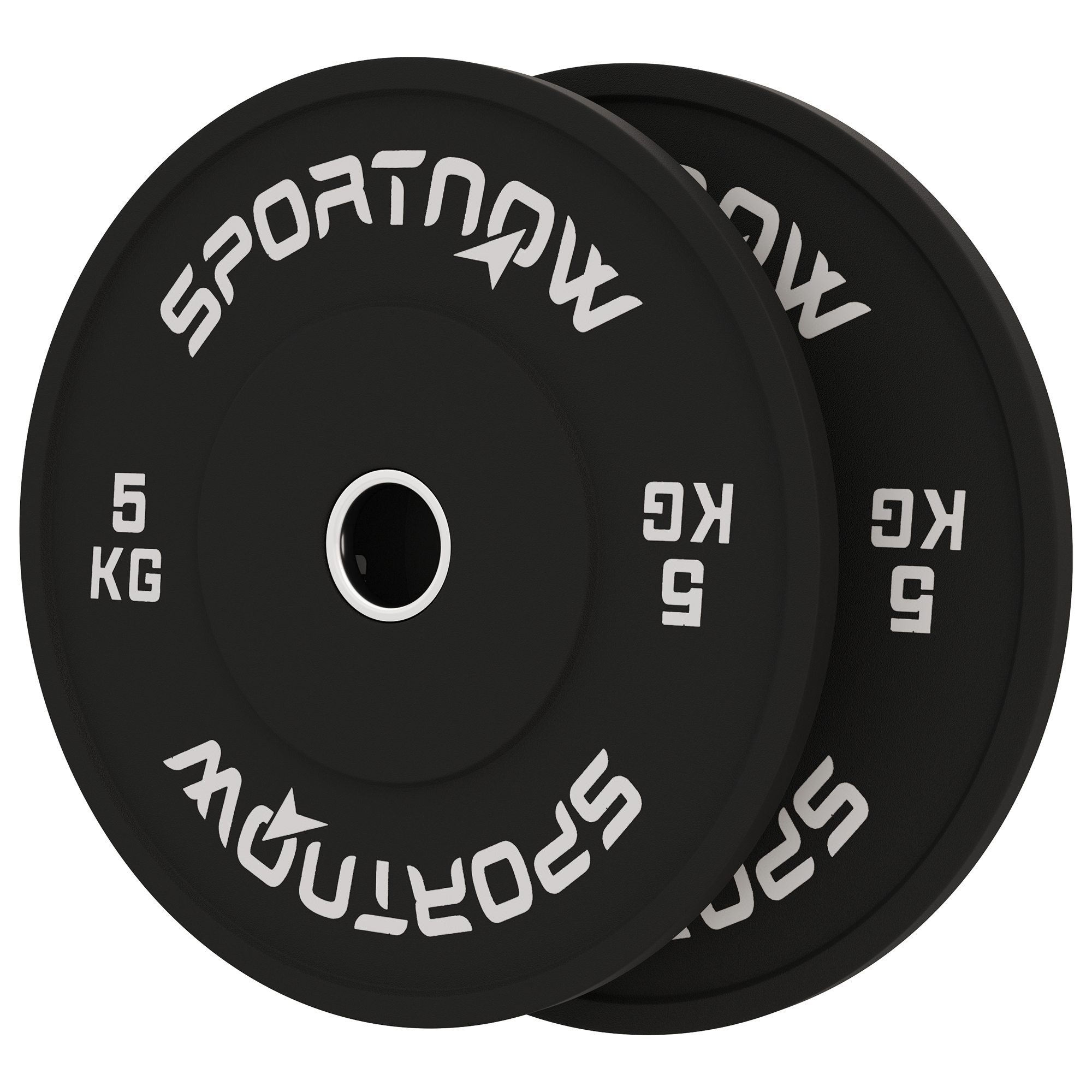 SPORTNOW Set 2 Hantelscheiben á 5 kg aus Gummi mit 5 cm Loch für Hanteln und Langhanteln, Schwarz