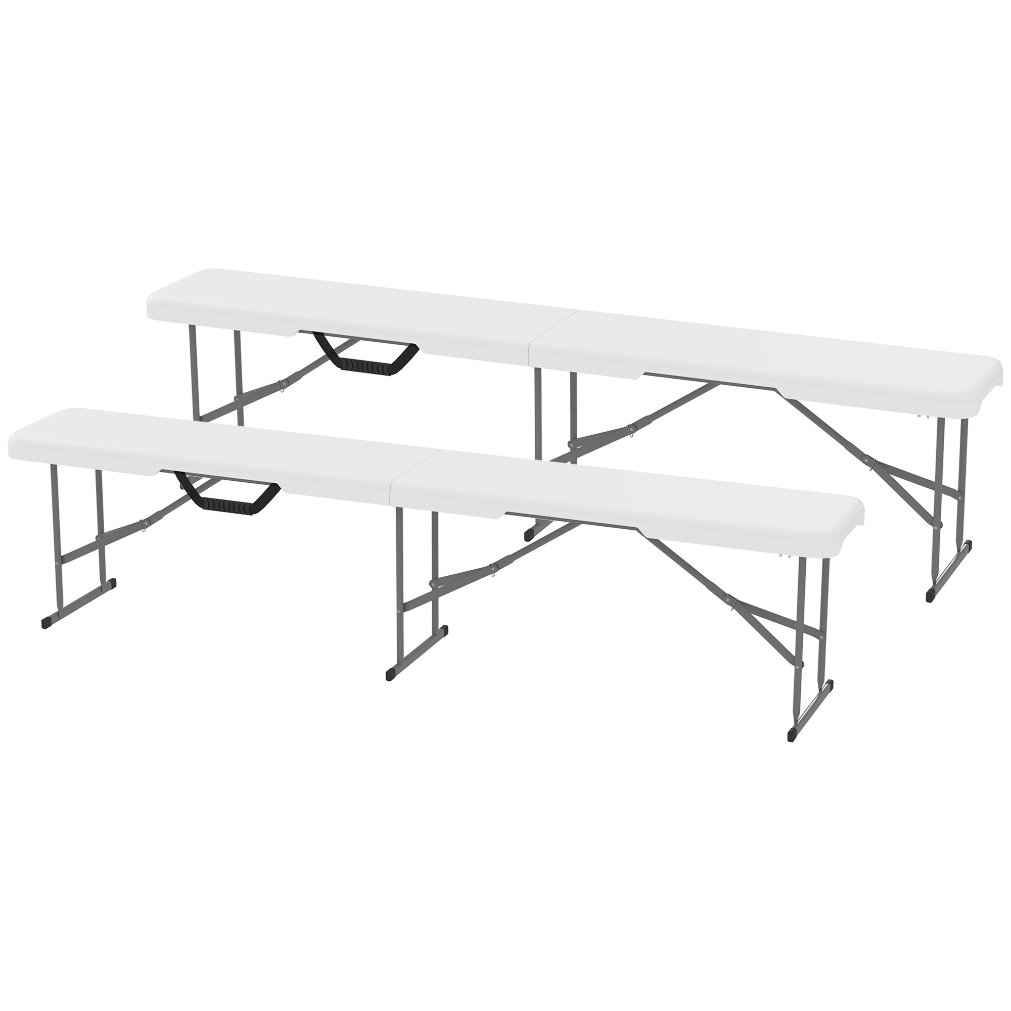 Outsunny Campingbank, Kunststoff-Outdoor-Bank, 240 kg Belastbarkeit, Weiß
