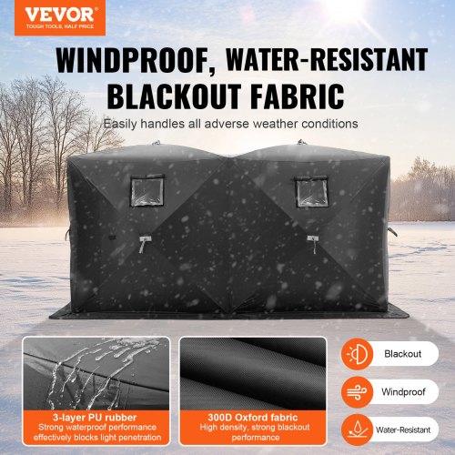 VEVOR Angelzelt 6-8 Personen Anglerschirm Campingzelt Eisangelzelt 3,6x1,8x2m