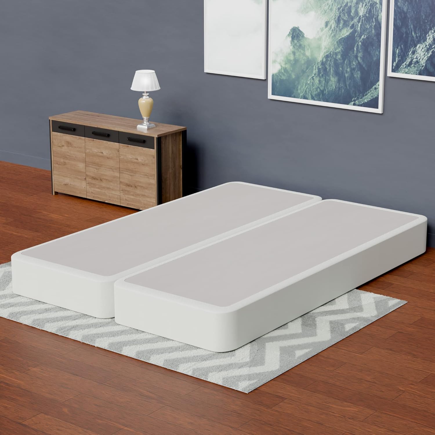 Hollywood Queen Box Spring/Foundation – Wood Split, Low Profile, Beige, Durable & Compliant