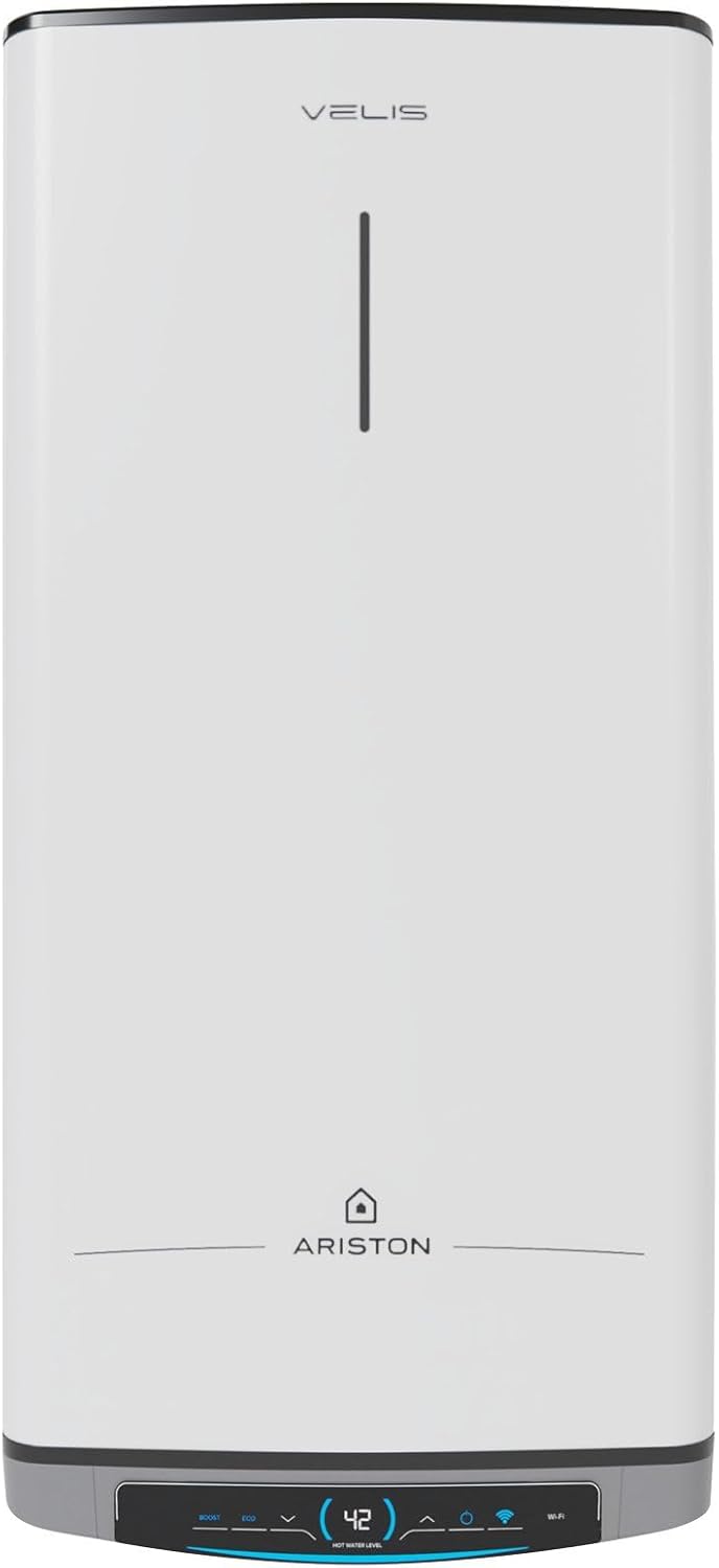 Ariston Velis Dune Wifi - Scaldabagno Elettrico 50 Litri Verticale e Orizzontale 275x506x776 - Boiler Elettrico 2 Serbatoi, Funzione ECO-EVO e Check Temperatura Remoto, Classe B, Compatibile con Alexa