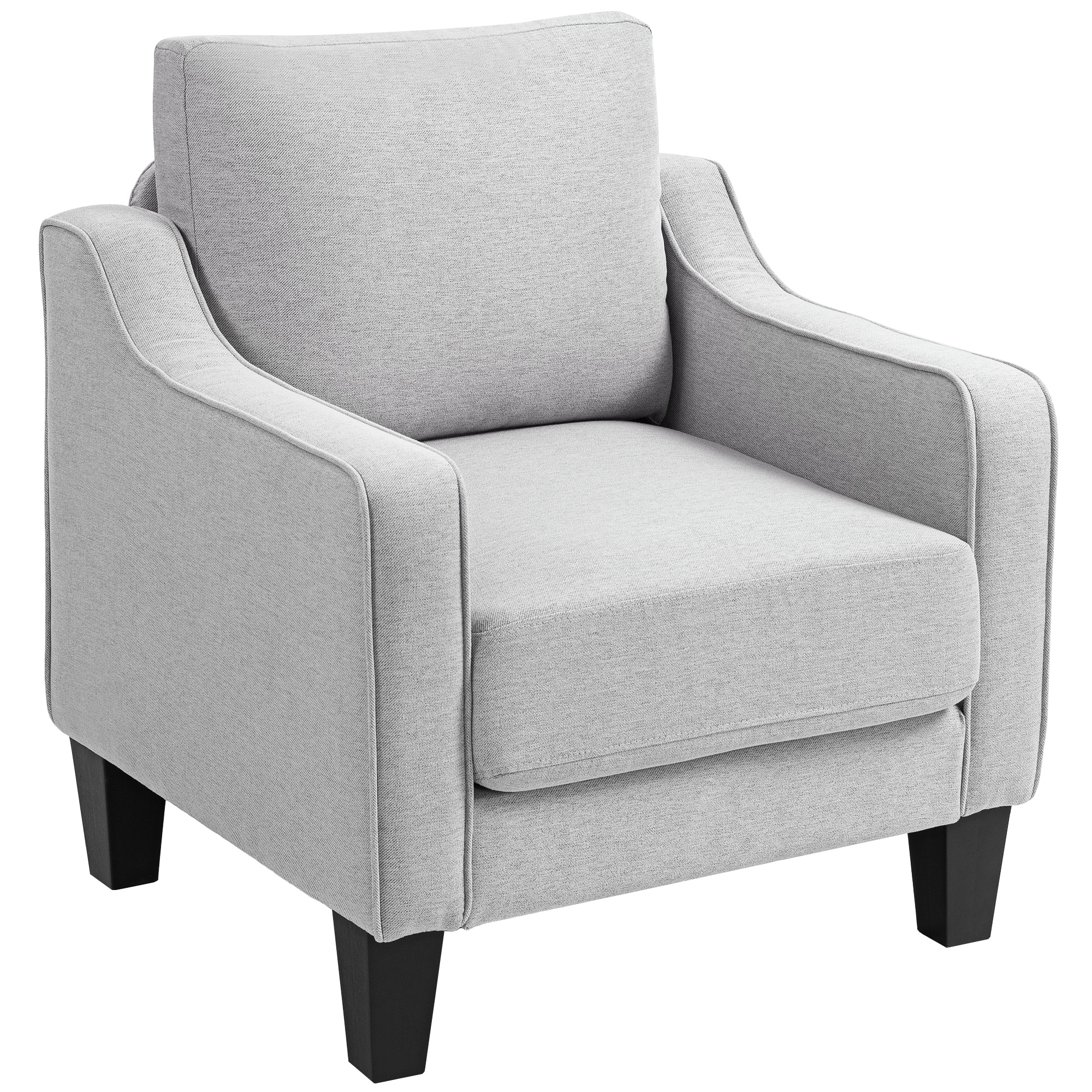 HOMCOM Moderne Sessel aus Stoff mit Dicker Polsterung und Taschenfederkern, 77x77x86 cm, Grau
