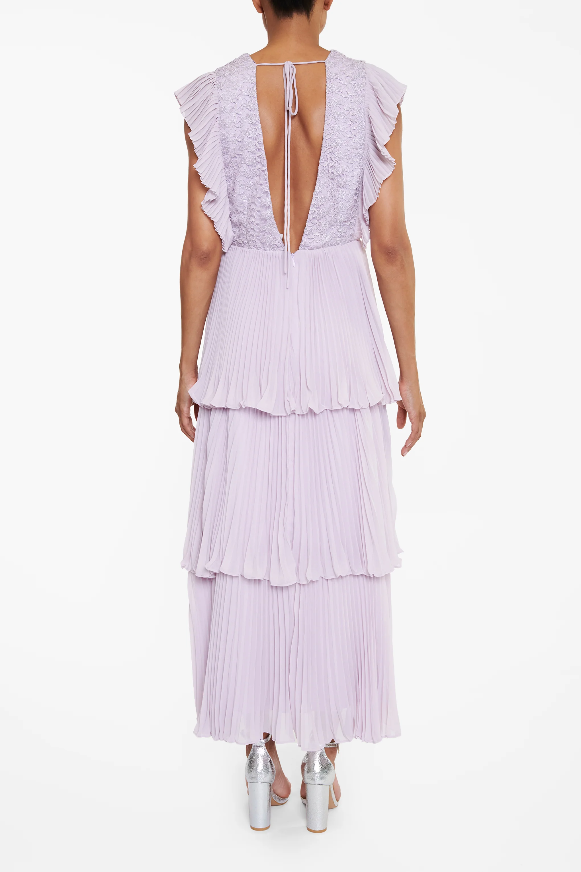 Beatrice Lilac Pleated Tiered Midaxi Dress