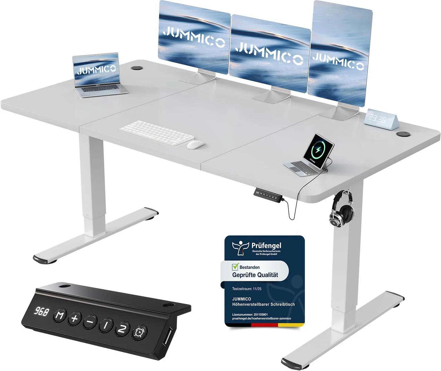 JUMMICO Elektrisch höhenverstellbarer Schreibtisch mit USB-Anschluss
