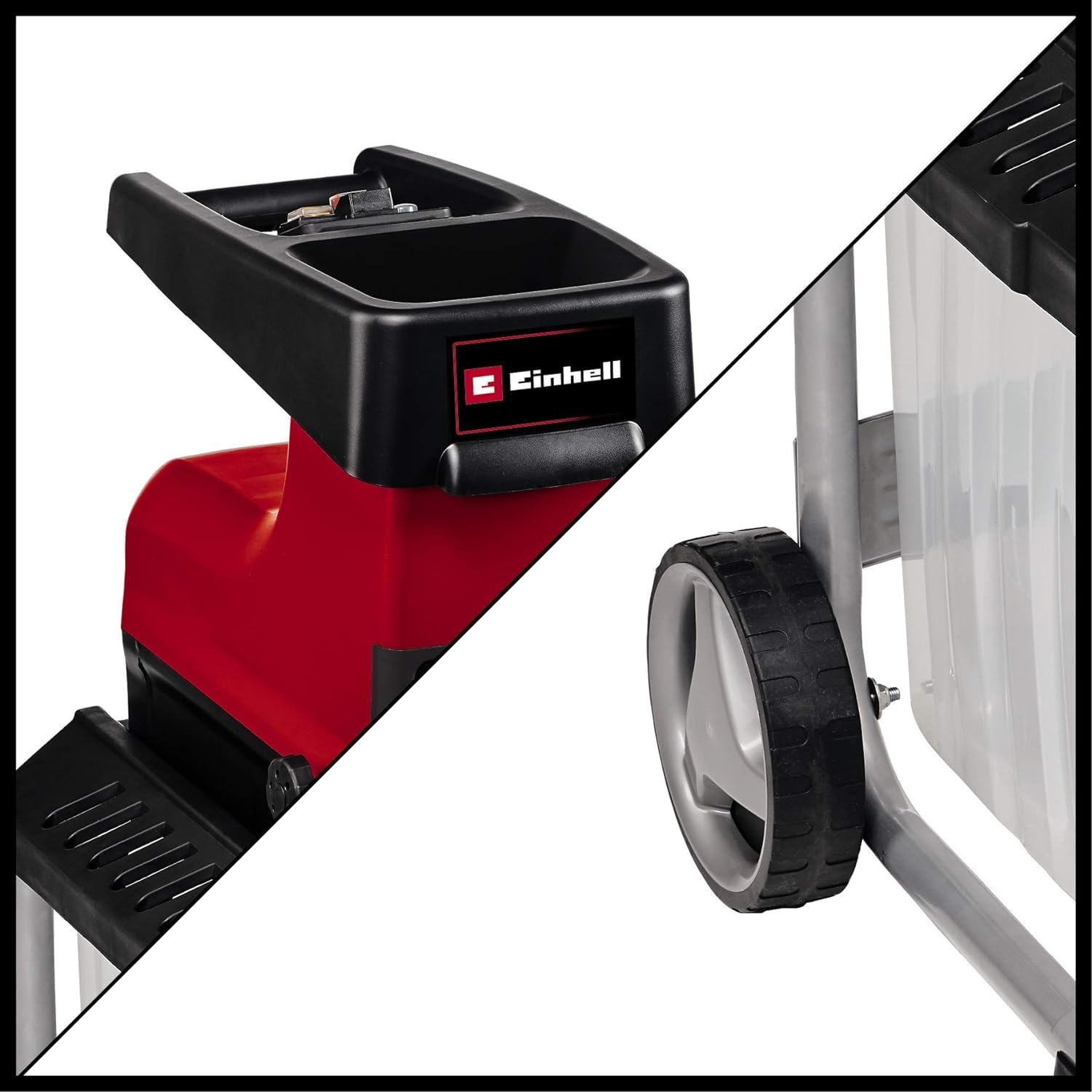 Elektro-Leisehäcksler GC-RS 60 CB mit 2800 W und 45 mm Aststärke, Schneidwalze, Drehrichtungsumschalter und transparenter 60 L Fangbox