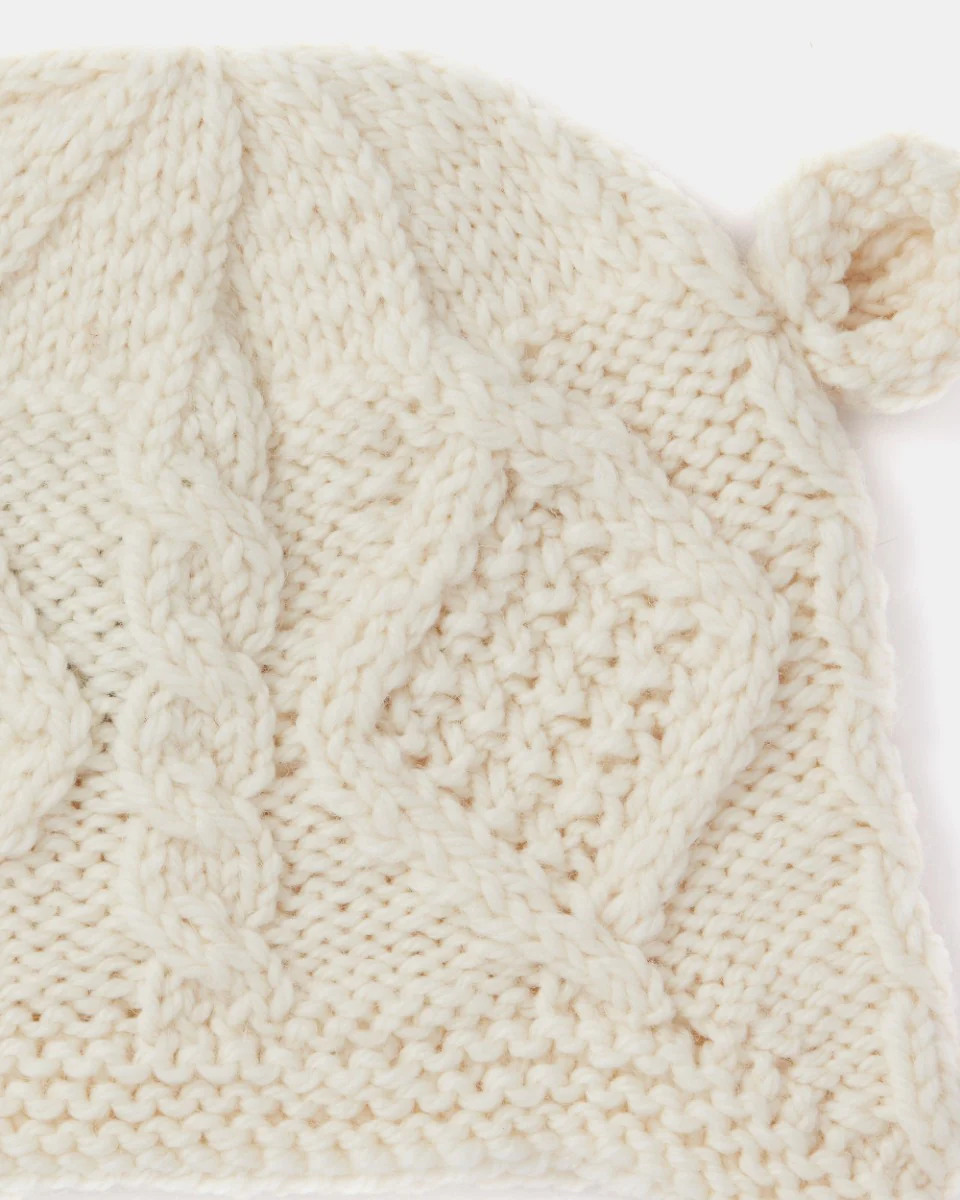 Handknit Children's Hat With Ears  , Natural