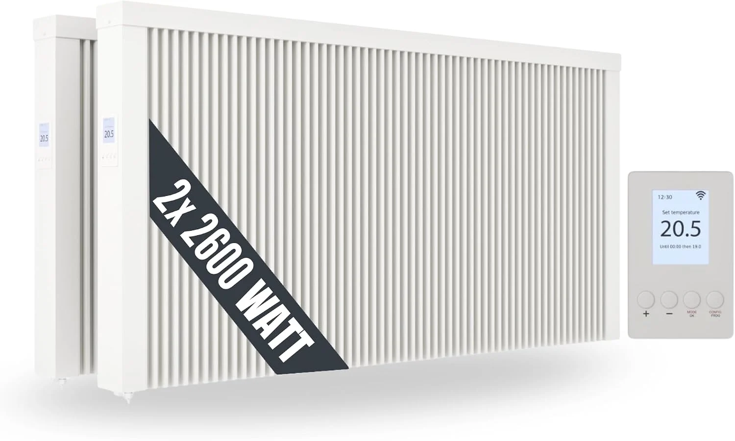 eVARMO Elektroheizkörper, Schwarz, 2x Areo smart 2600 Watt elektrische Heizung