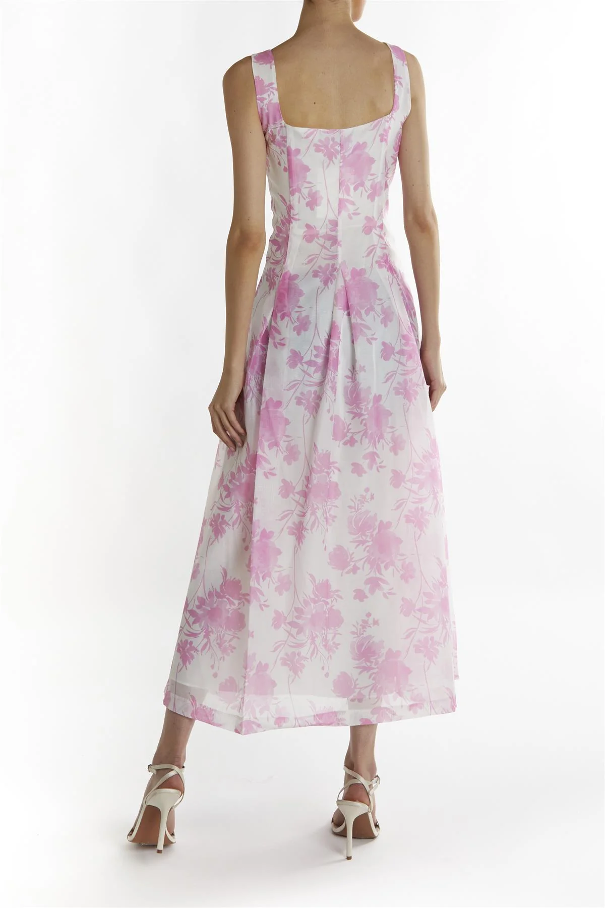Candy-Pink Floral Leanna A-line Midaxi-Dress