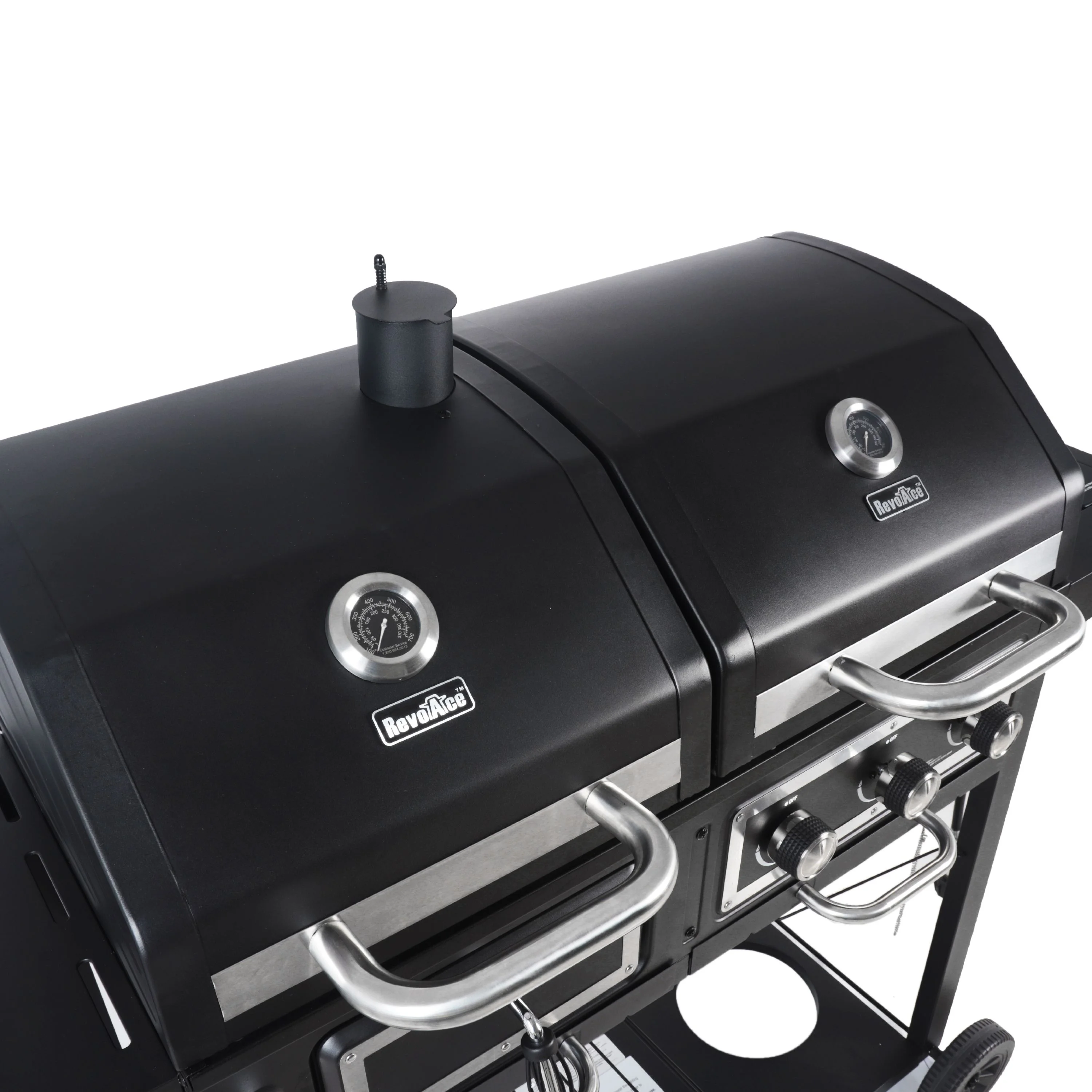 Dual Fuel Gas & Charcoal Combo Grill, Black with Stainless