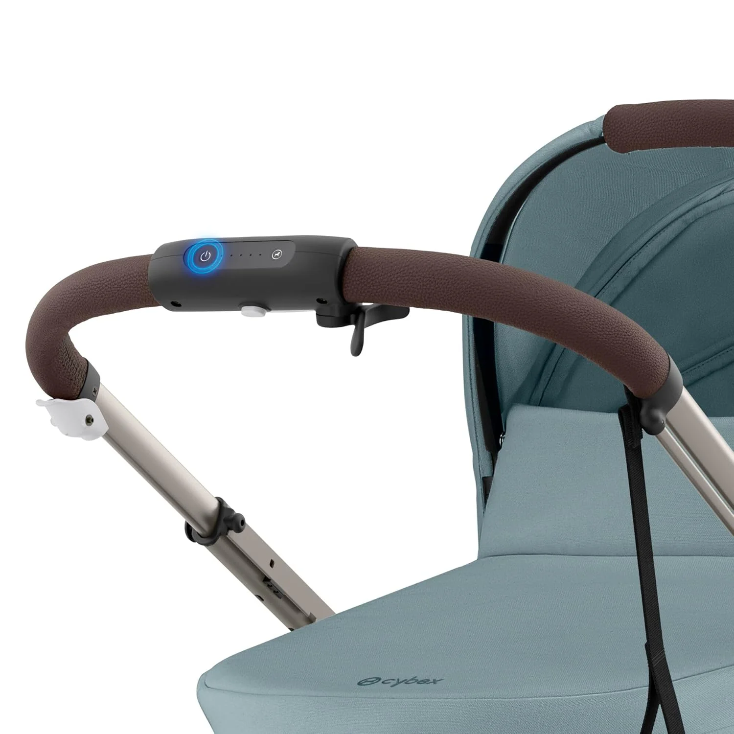 CYBEX Gold Kinderwagen e-GAZELLE S, Ab Geburt bis ca. 4 Jahre, Max. 22 kg (Single-Modus) / 2x 22 kg (Duo-Modus), All-in-1-System mit E-Antrieb und 20+ Konfigurationen, Moon Black