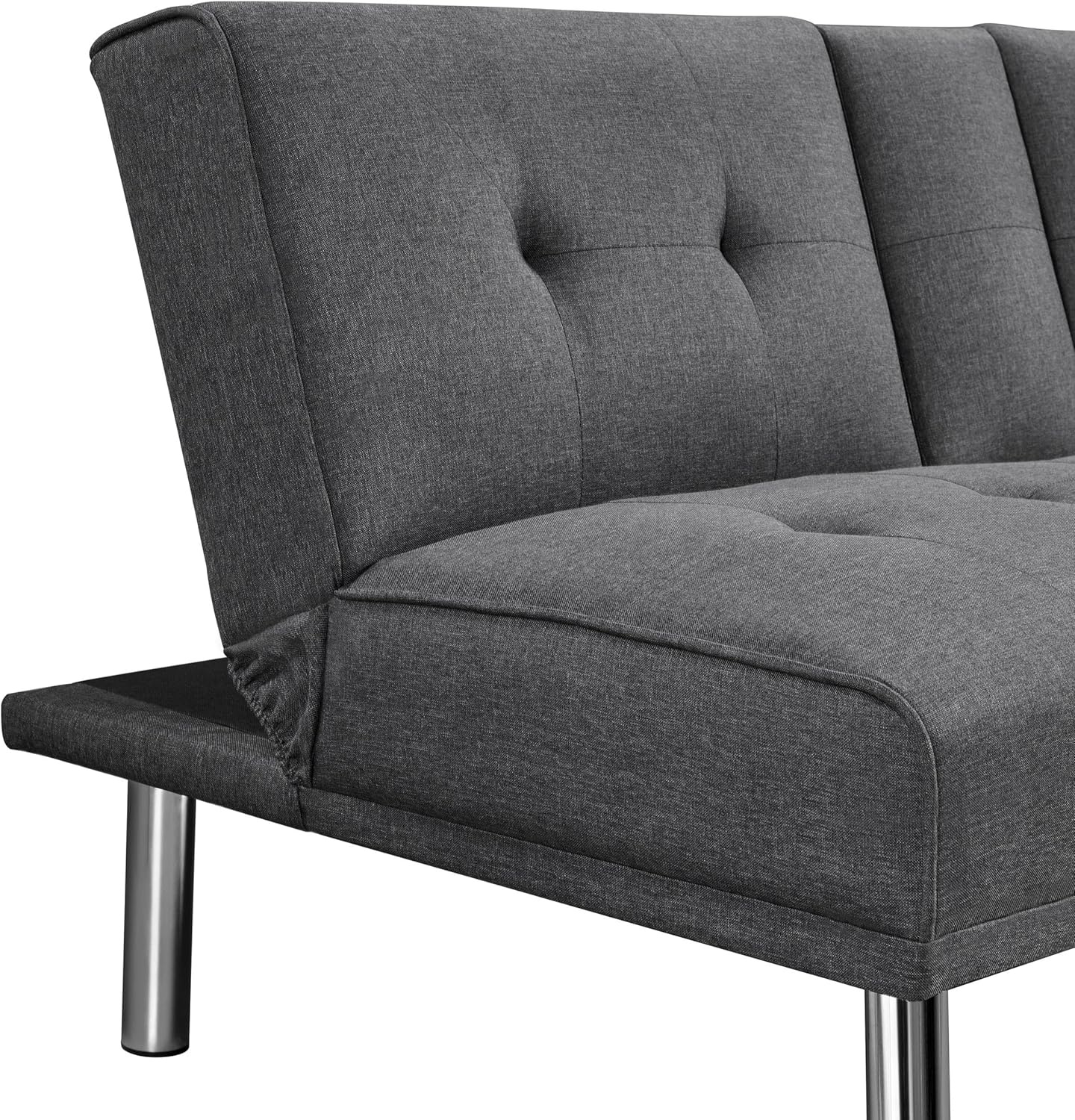 Yaheetech Divano Convertibile in Letto con 2 Cuscini Divano Letto Pieghevole 3 in 1 Mobile Arredamento con Piccolo Tavolino 167 × 81,5 × 75 cm da Soggiorno in Tessuto Grigio Scuro