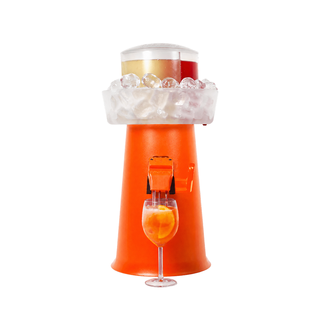Sprizzer Aperol Spritz Maschine Dispenser Mischer Eisbehälter ohne Strom oder Batterien orange Made in Italy
